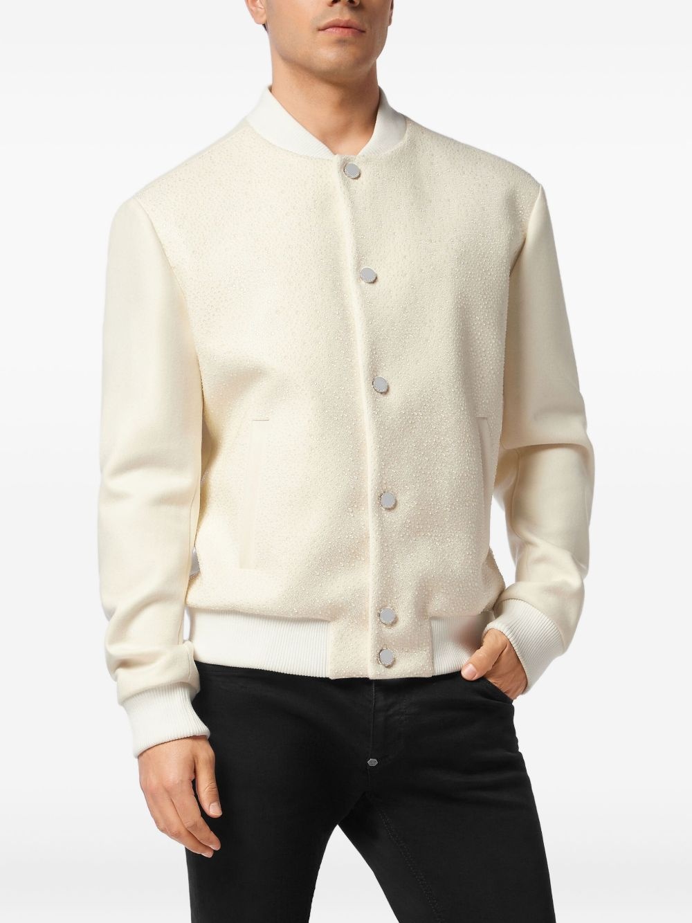 rhinestone-embellished bomber jacket - 3