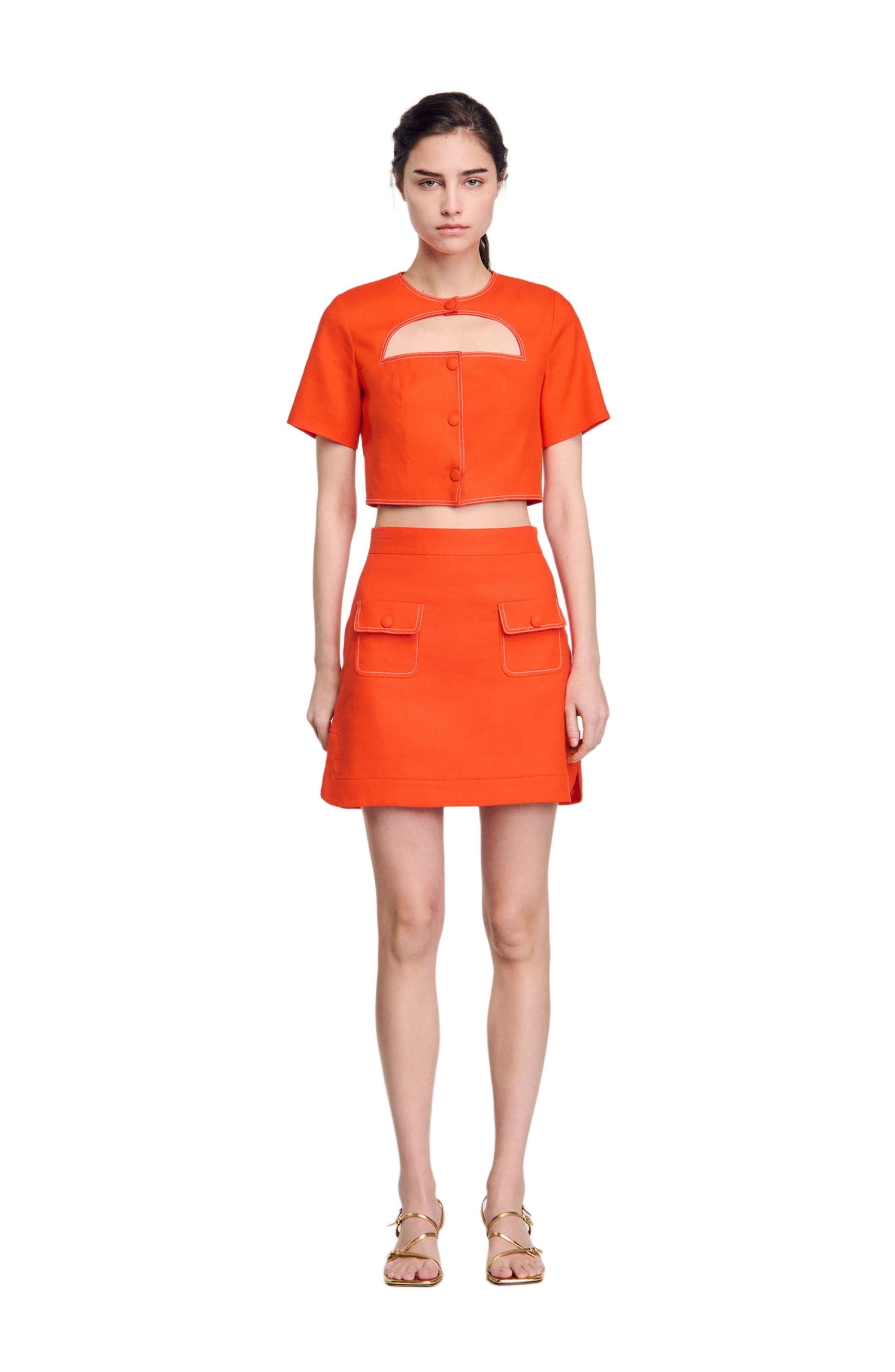 SANDRO Short skirt with pockets in Orange at Nordstrom - 3