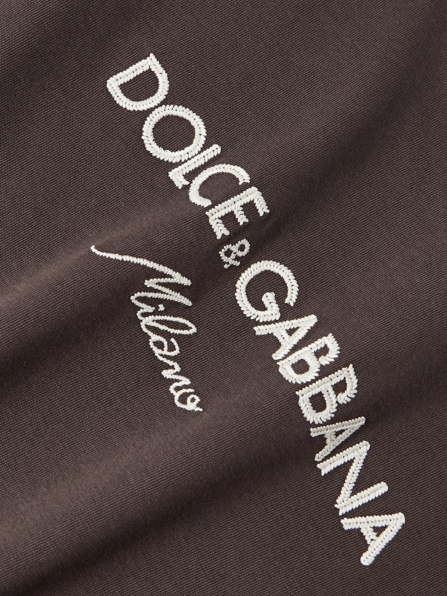 Logo-Embroidered Cotton-Jersey T-Shirt Brown - 4