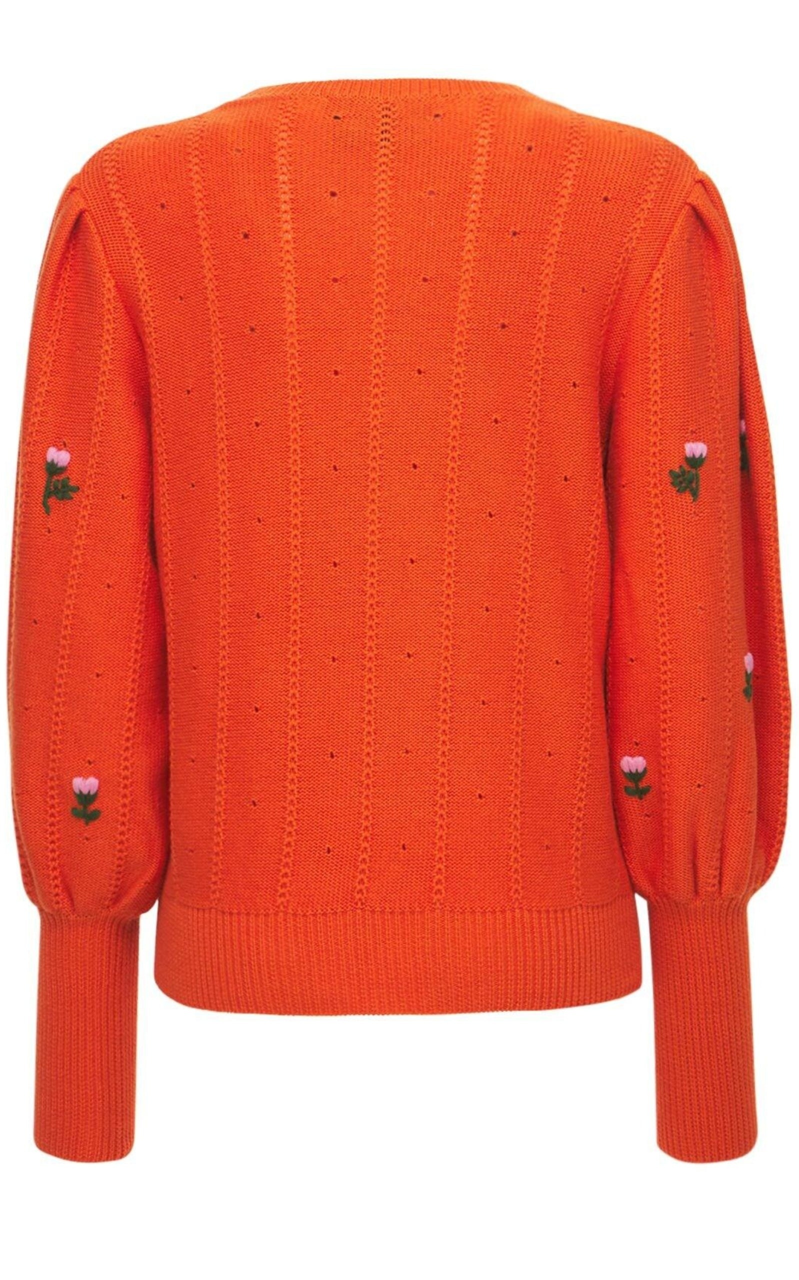 Floral Embroidered Wool Blend Sweater - 3
