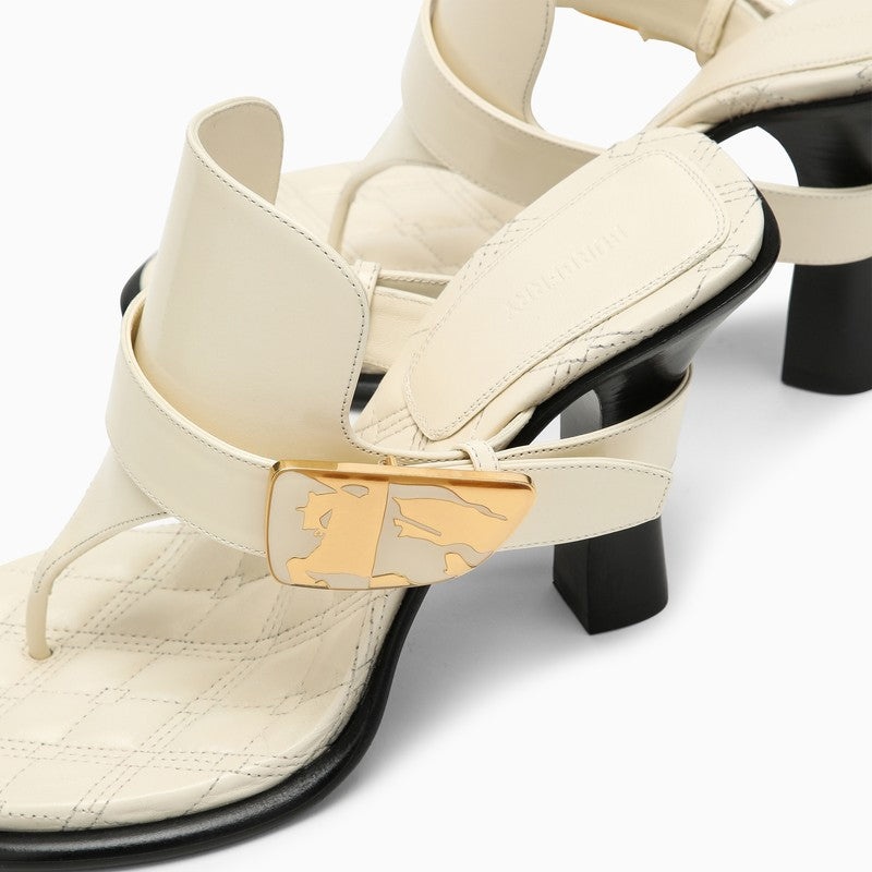 Burberry Light Beige Leather Bay Sandals Women - 5