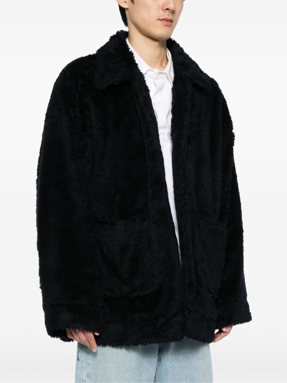 hand-painted faux-fur jacket - 3