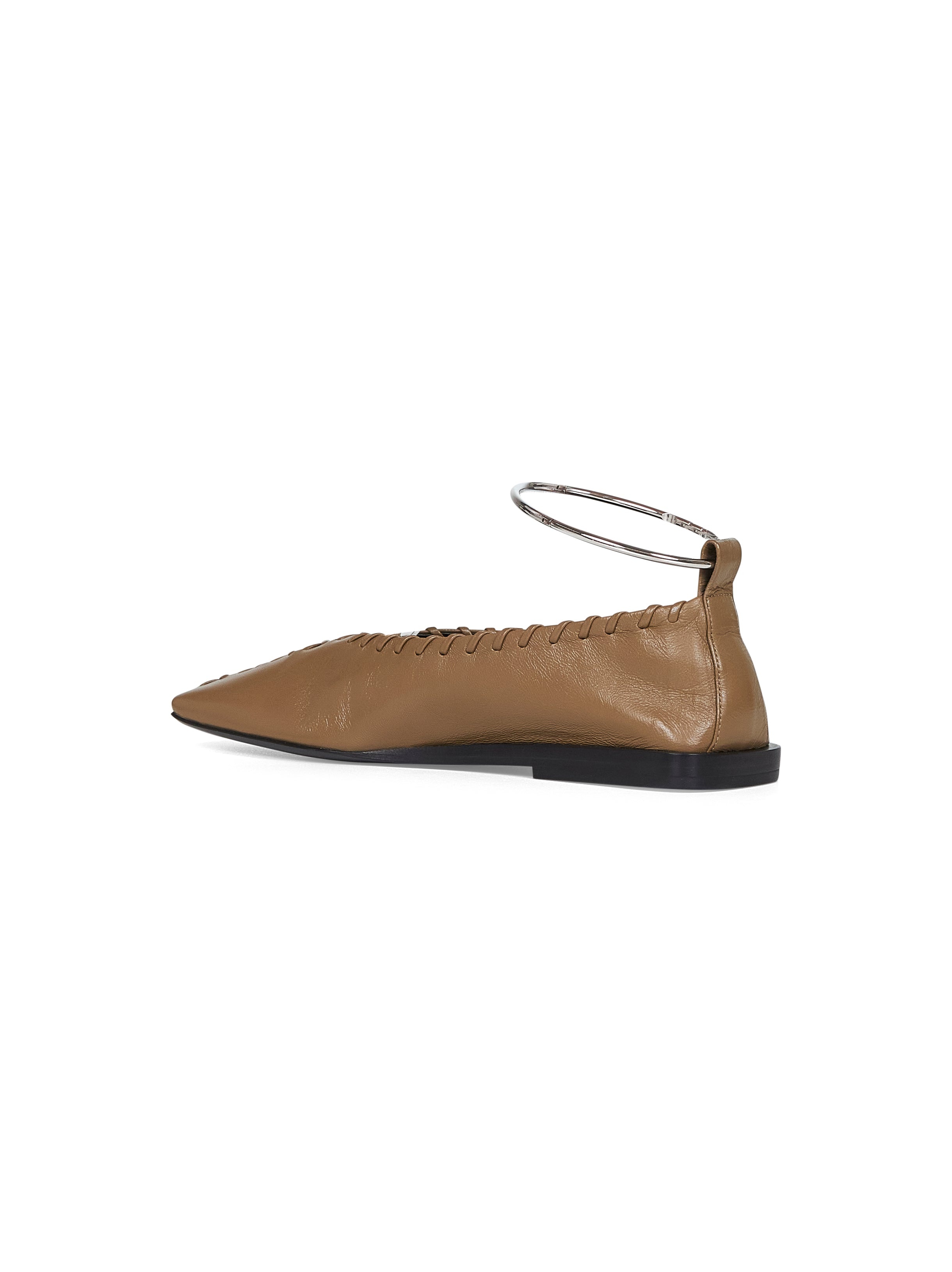 Green nappa leather Ring ballet flats - 3