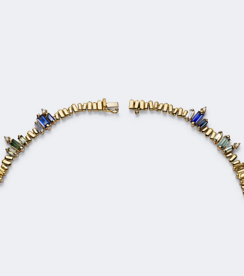 18kt gold necklace with sapphires and diamonds 6