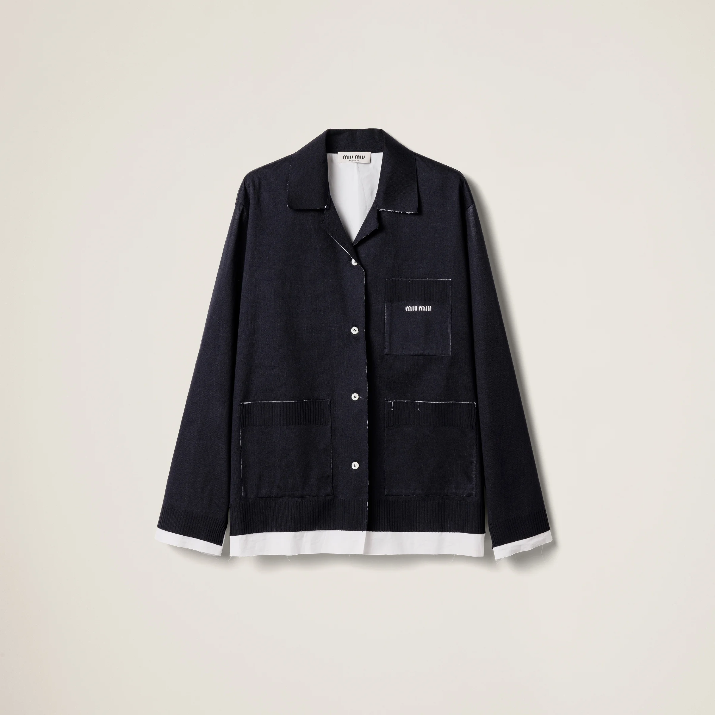 Knit and poplin shirt - 1