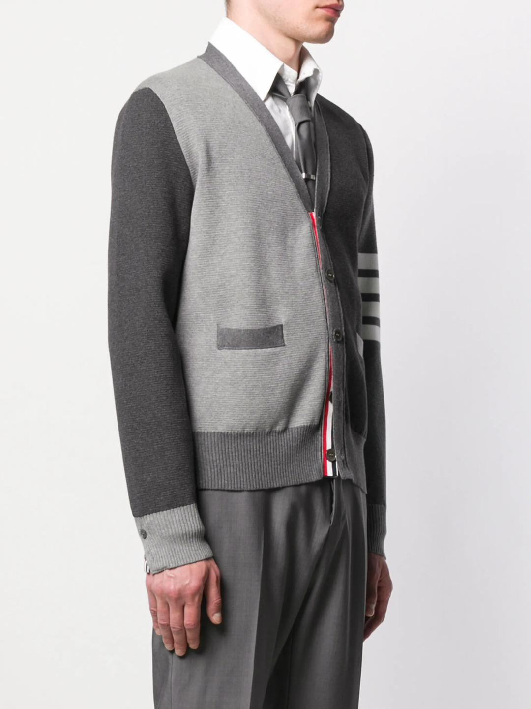 Funmix Cotton Crepe Milano Stitch 4-Bar Cardigan Men - 3