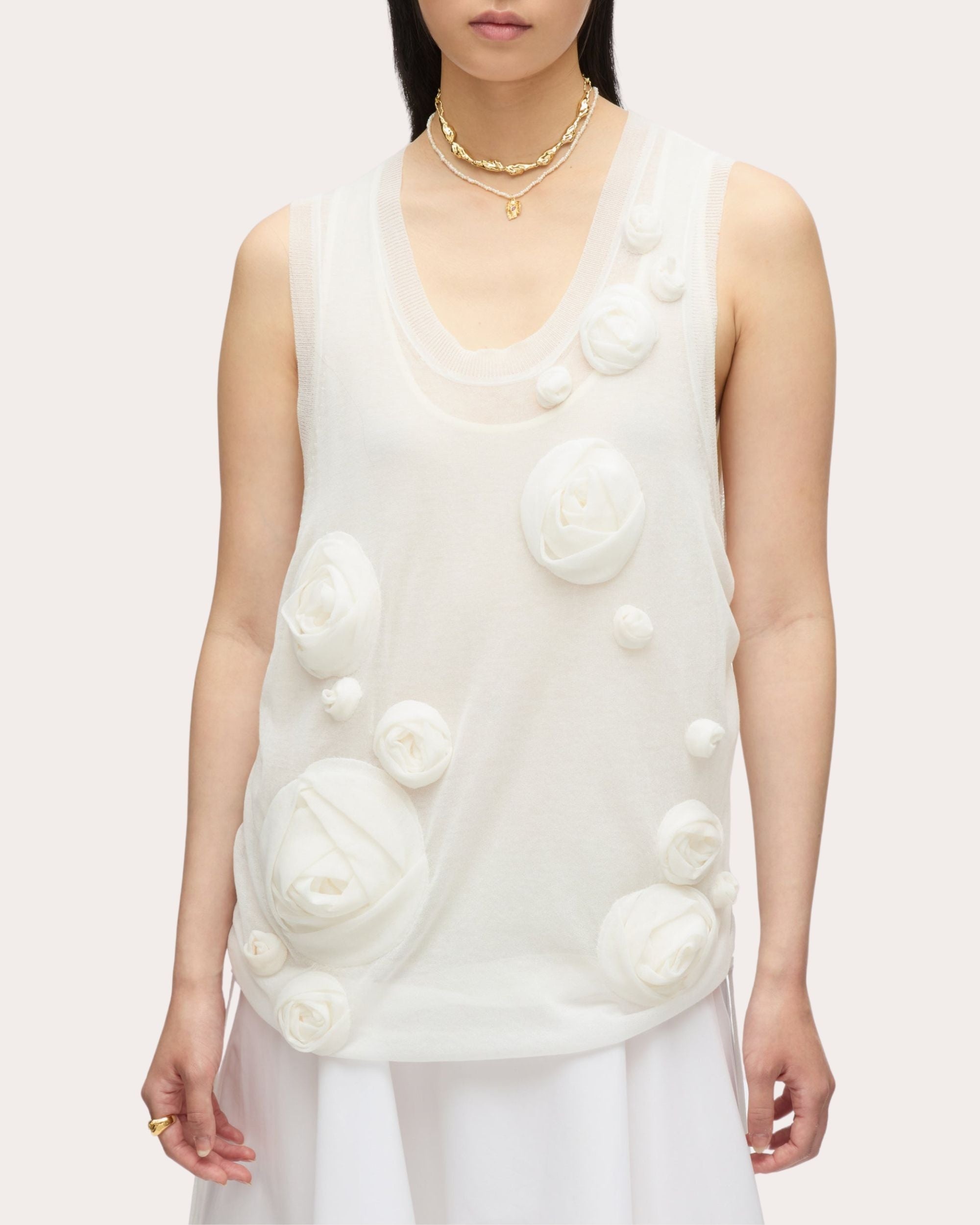 Rosette Double Layer Tank Combo Dress - 4