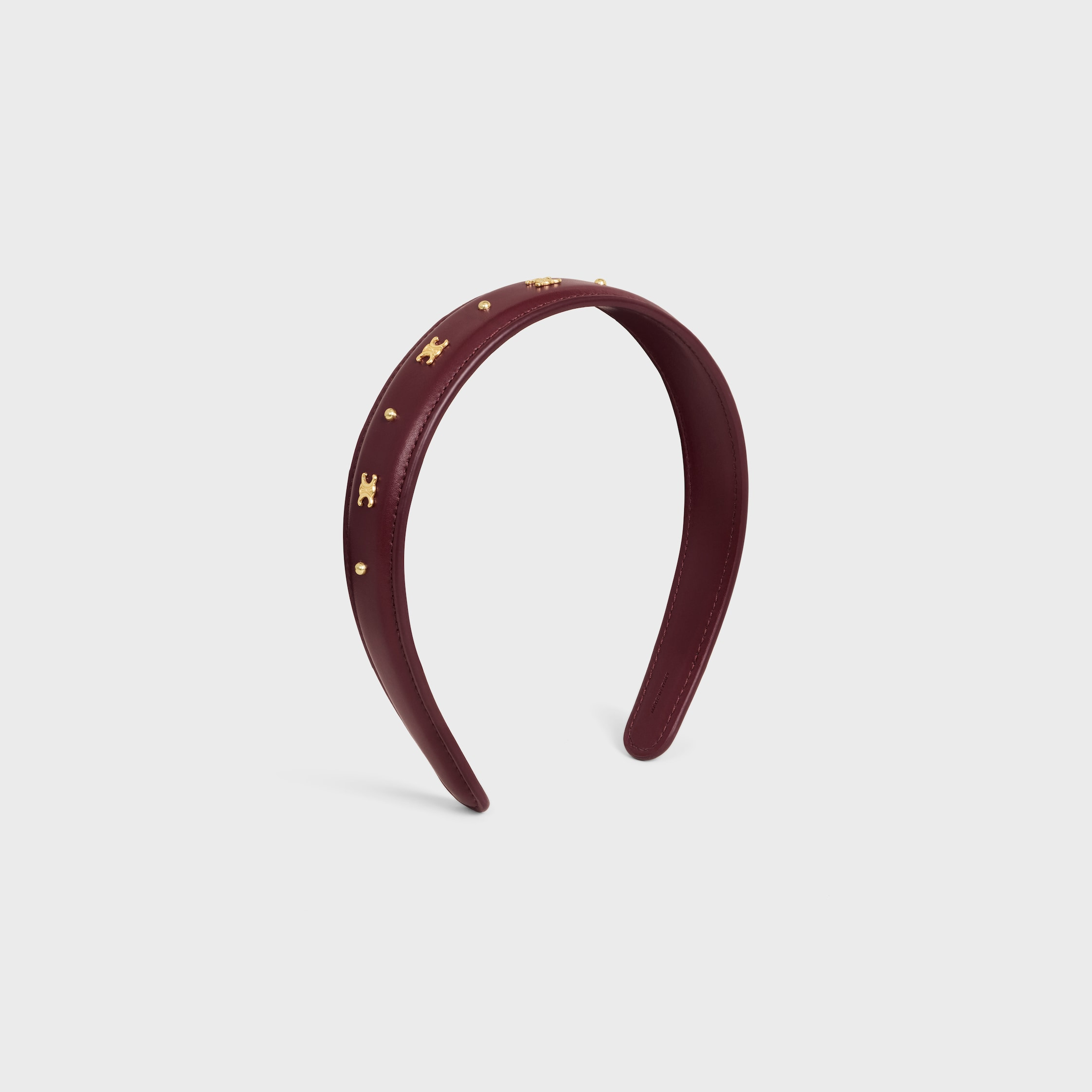 Celine Headband in Calfskin and Brass with Gold Finish - 2