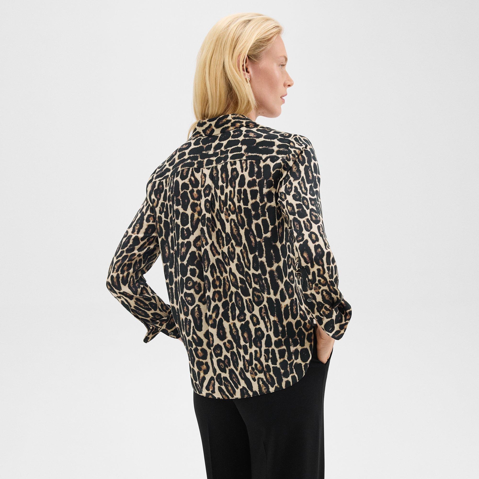 Straight Shirt in Recycled Leopard Print Georgette - 4