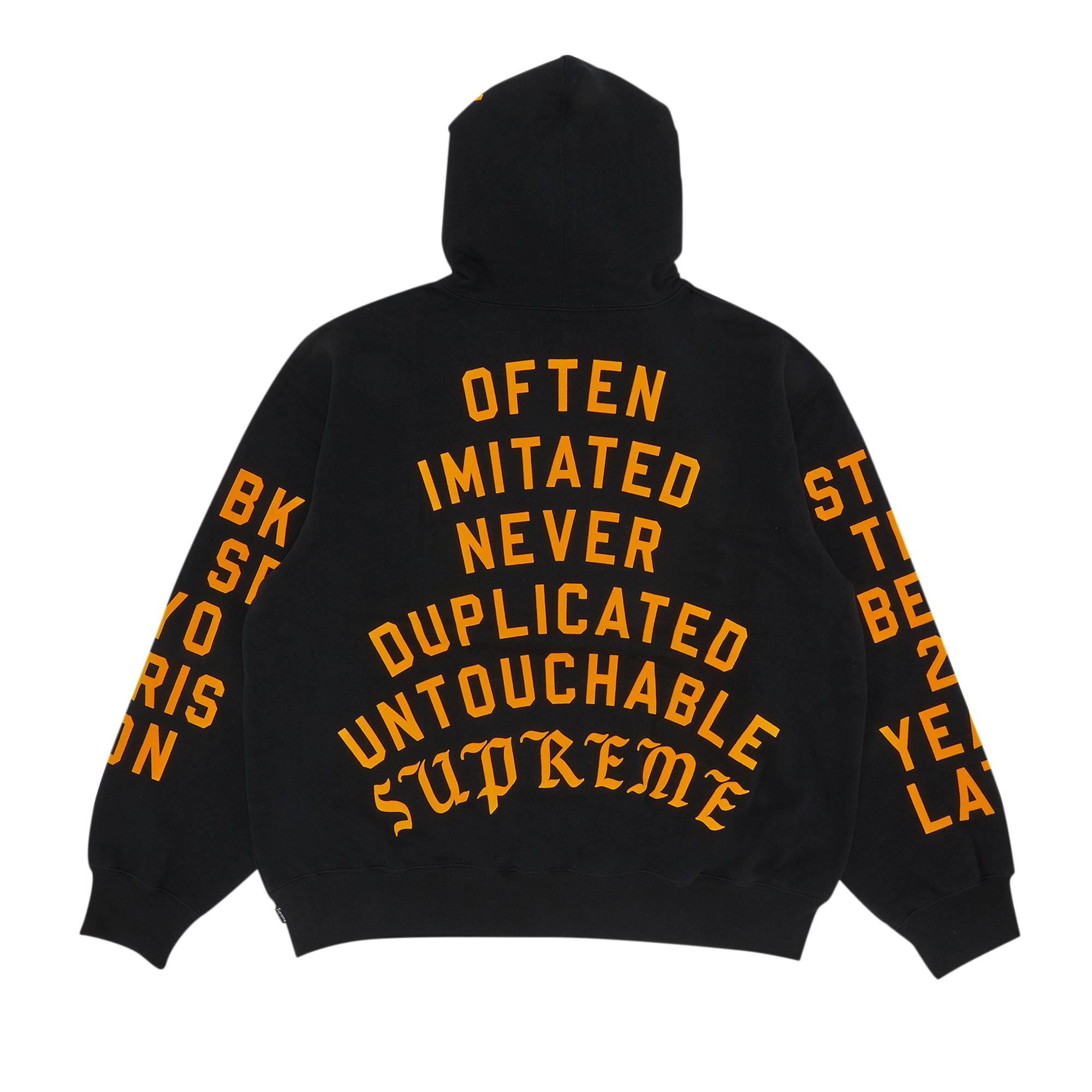 Supreme Team Flocked Hooded Sweatshirt 'Black' - 2