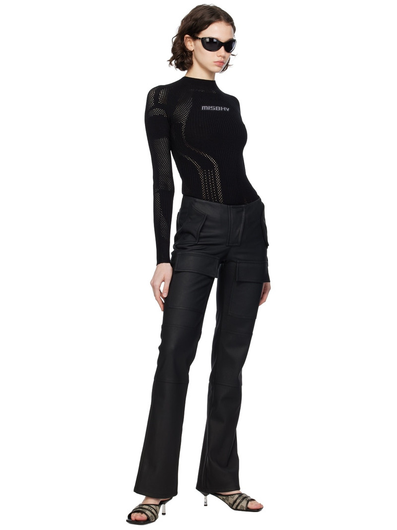 MISBHV Black Moto Faux-Leather Trousers outlook