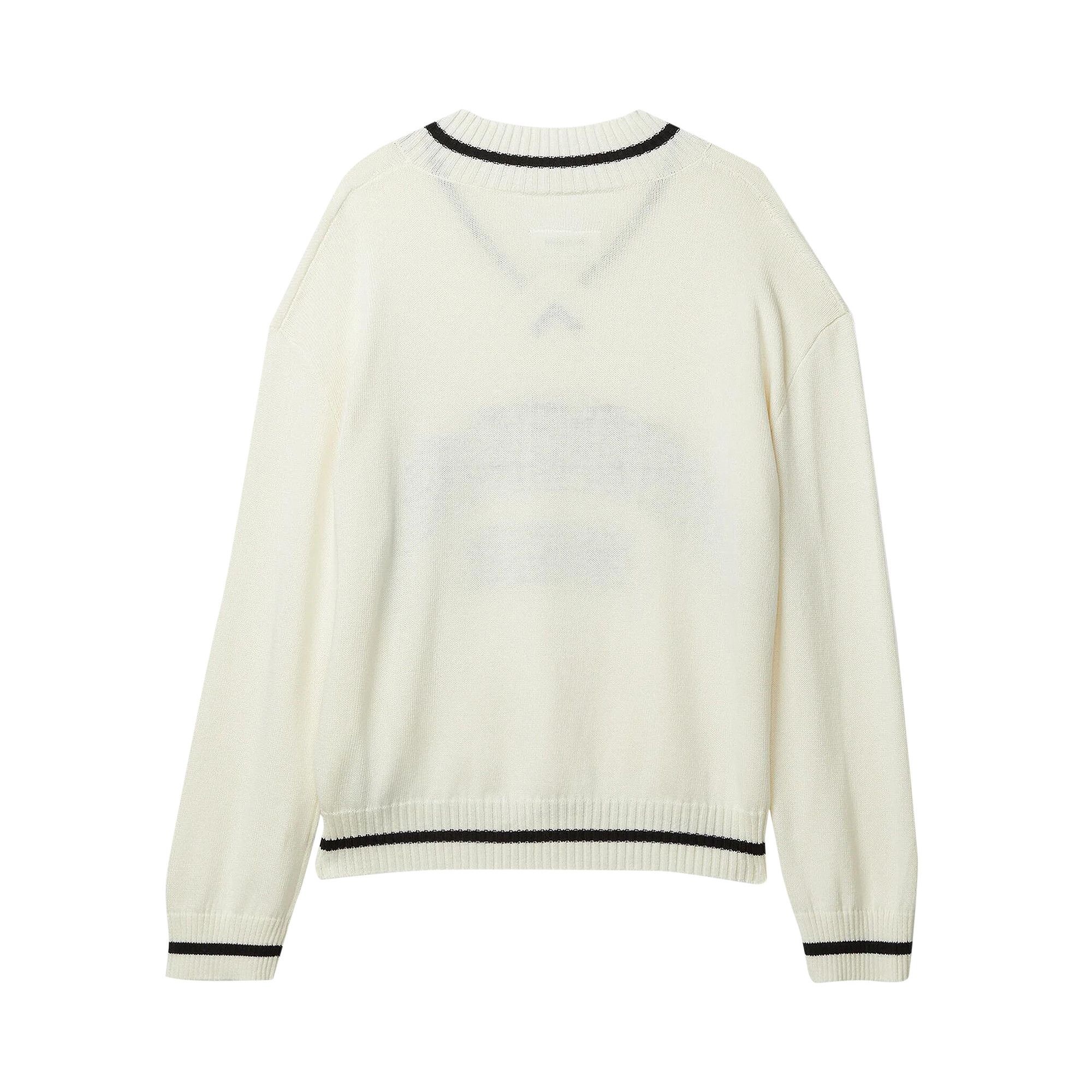 MM6 Maison Margiela Varsity Jaquard V-Neck 'Off White' - 2