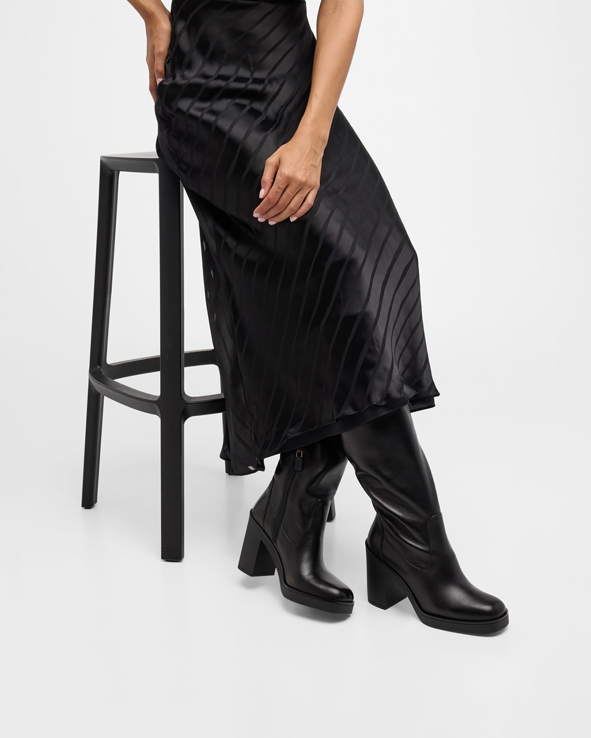 Stuart Weitzman Bethenny Leather Knee Boots | neimanmarcus