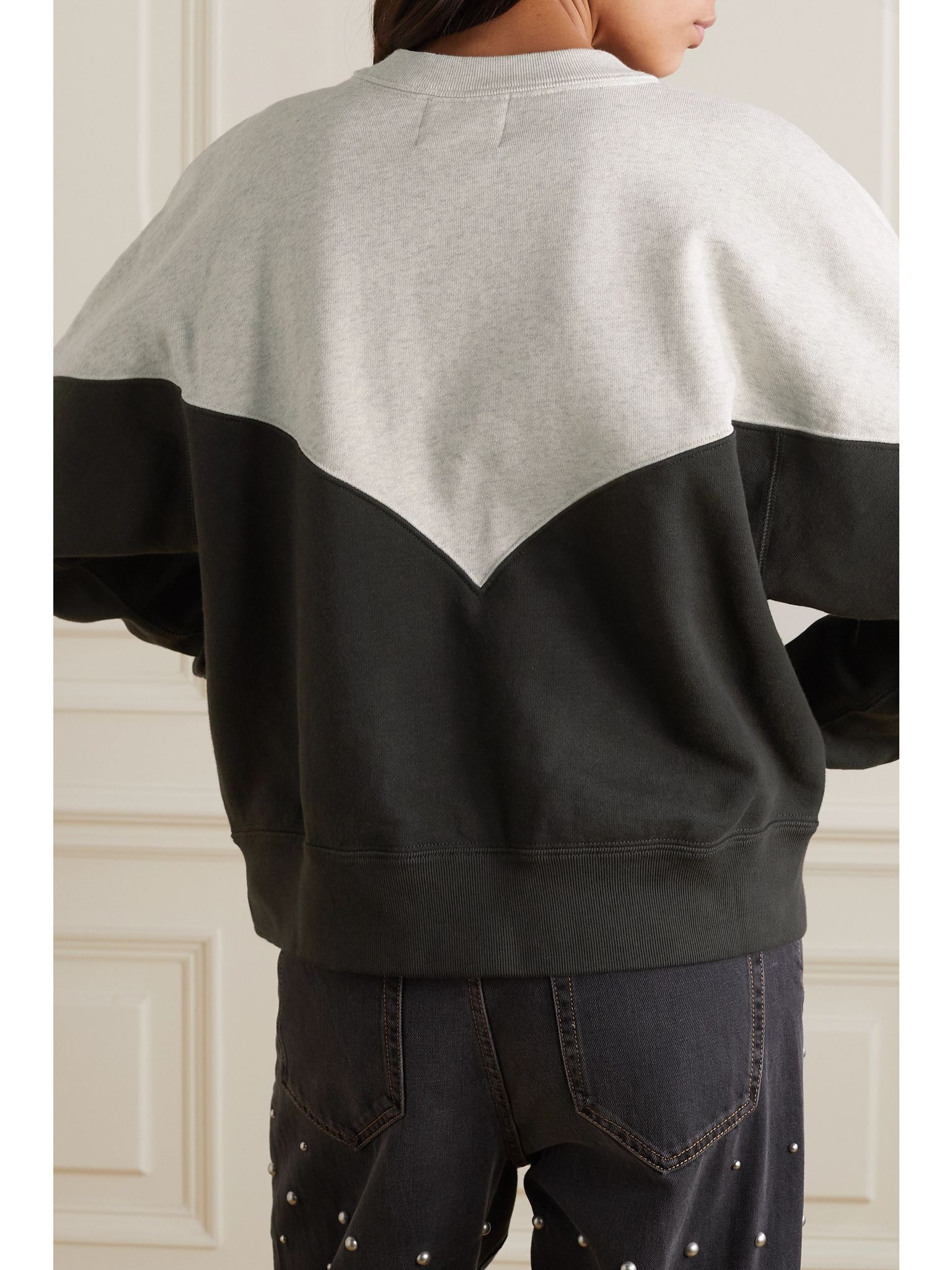 Houston flocked two-tone cotton-blend jersey sweatshirt Black - 4