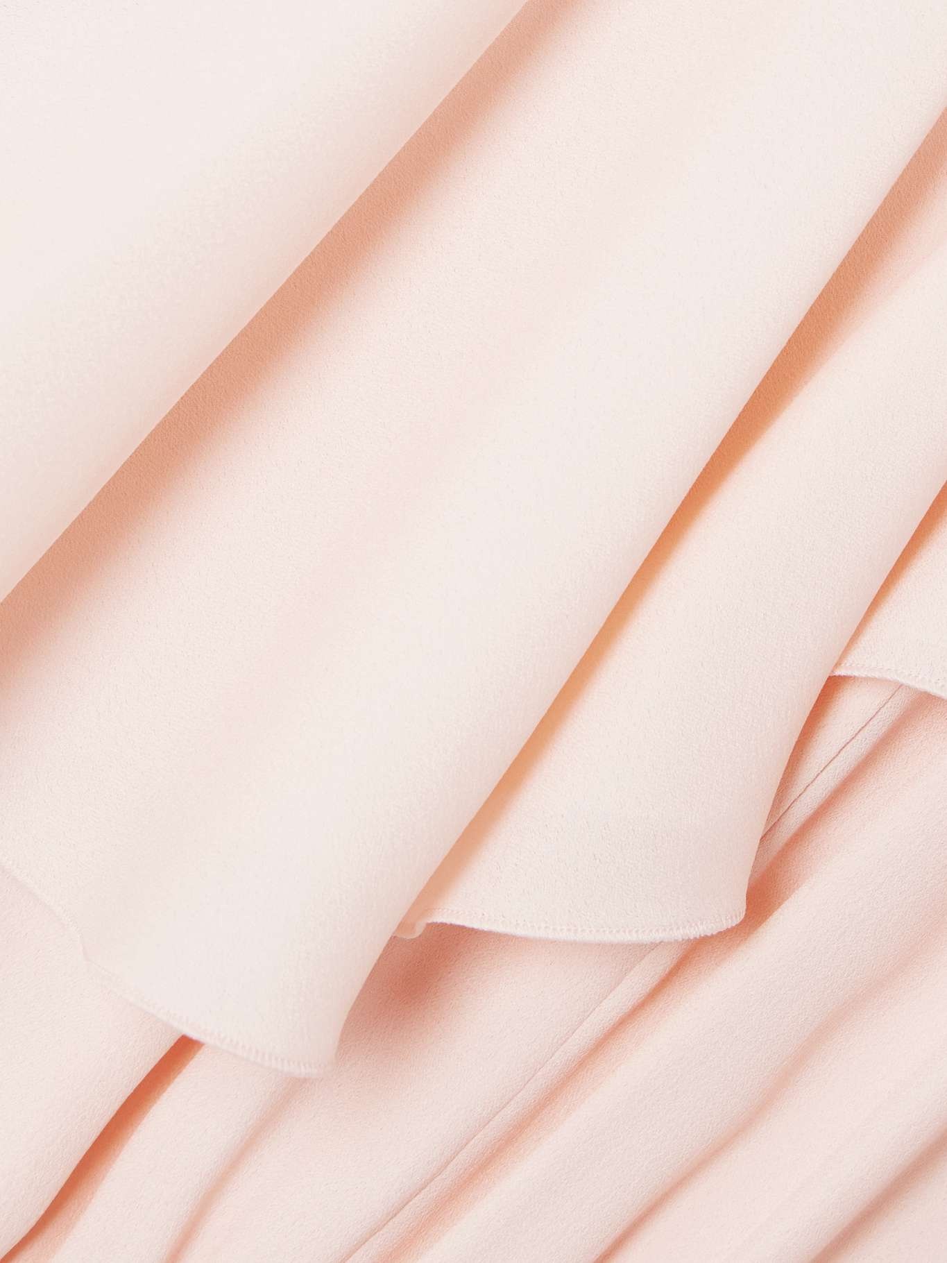 Cape-effect pleated crepe midi dress Blush - 4