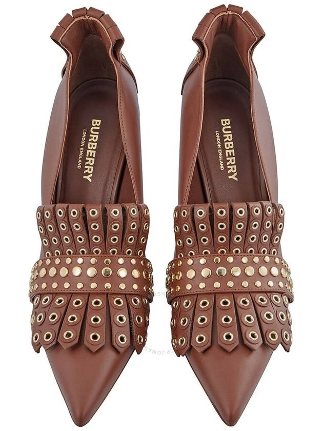 Kilty Fringe Coat Pumps Heel Brown 4