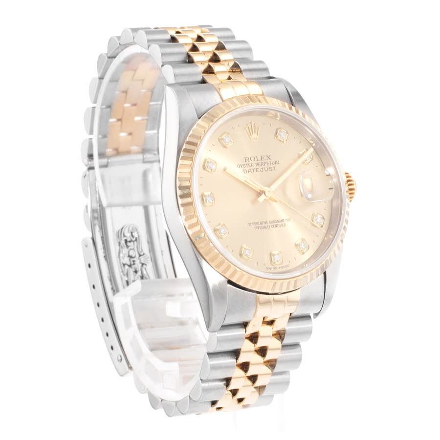 Pre-owned Rolex Datejust 36 Automatic Chronometer Diamond Champagne Dial Men's Watch 16233 CDJ - 7