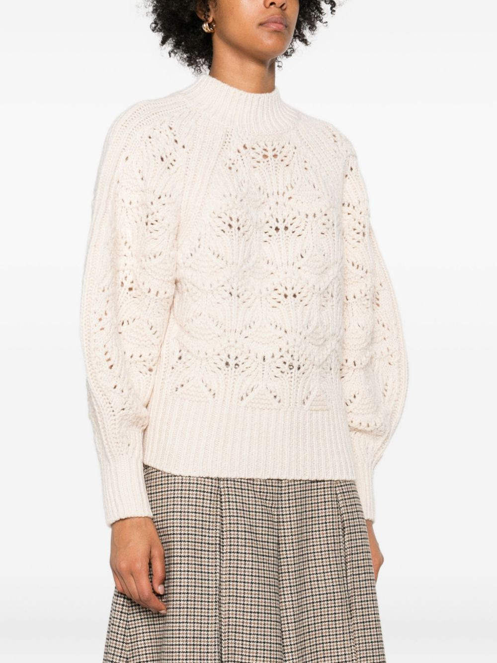 leaf-pattern high-neck sweater - 3