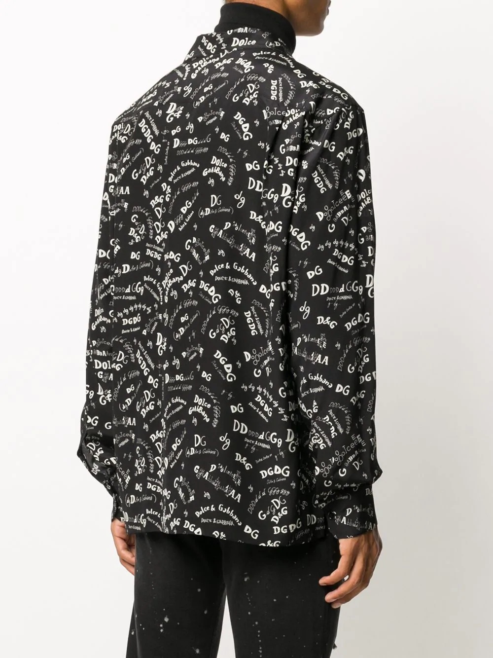 logo-print silk shirt - 4