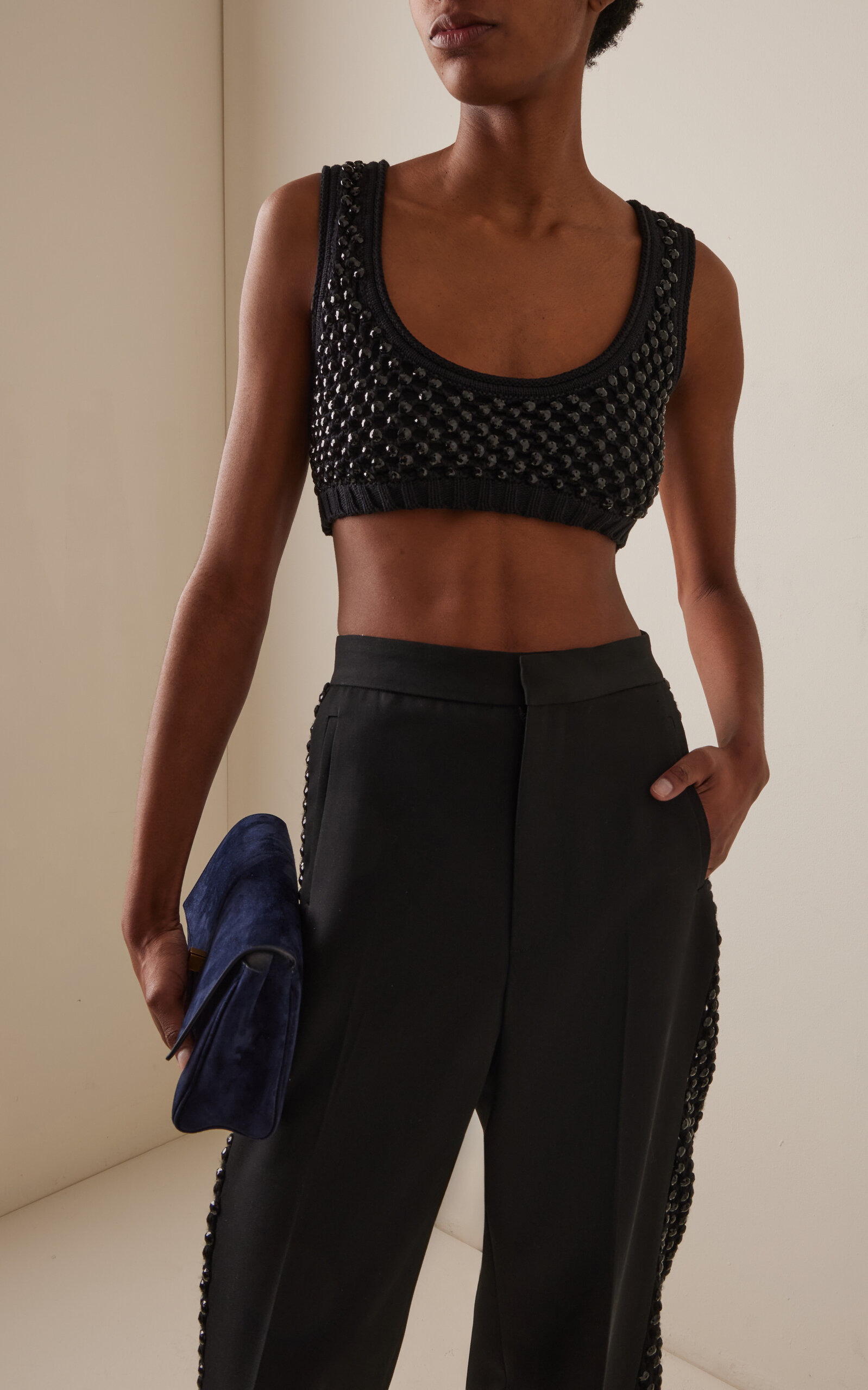 Lady Crystal-Embellished Knit Bralette black - 2