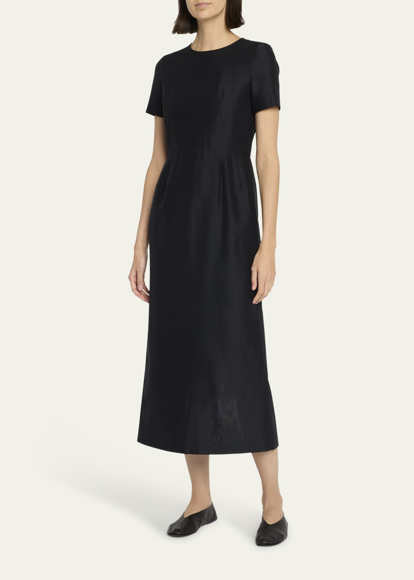 Edmonia Short-Sleeve Cotton-Silk Midi Dress - 4