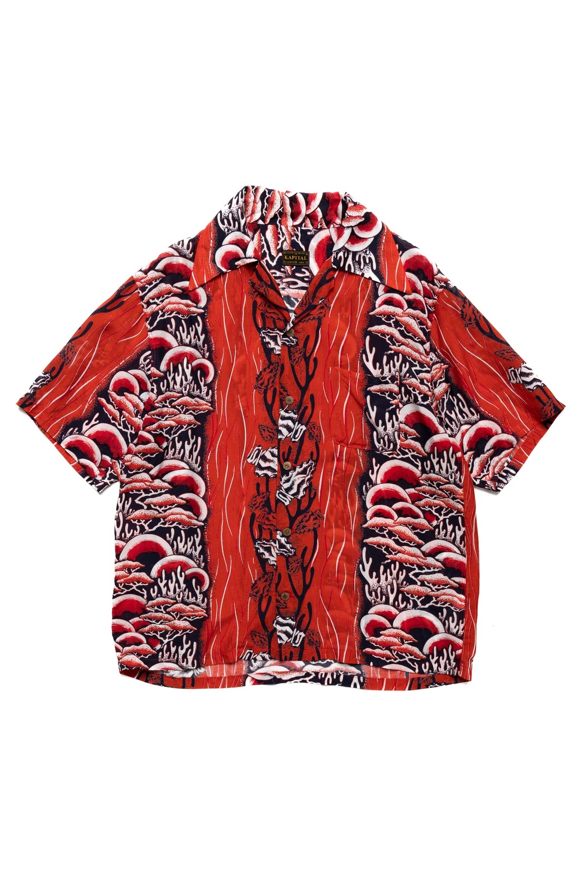 Silk Rayon SOUFFLE & ARROWHEAD WRANGLE Collar Aloha Shirt - Red - 1