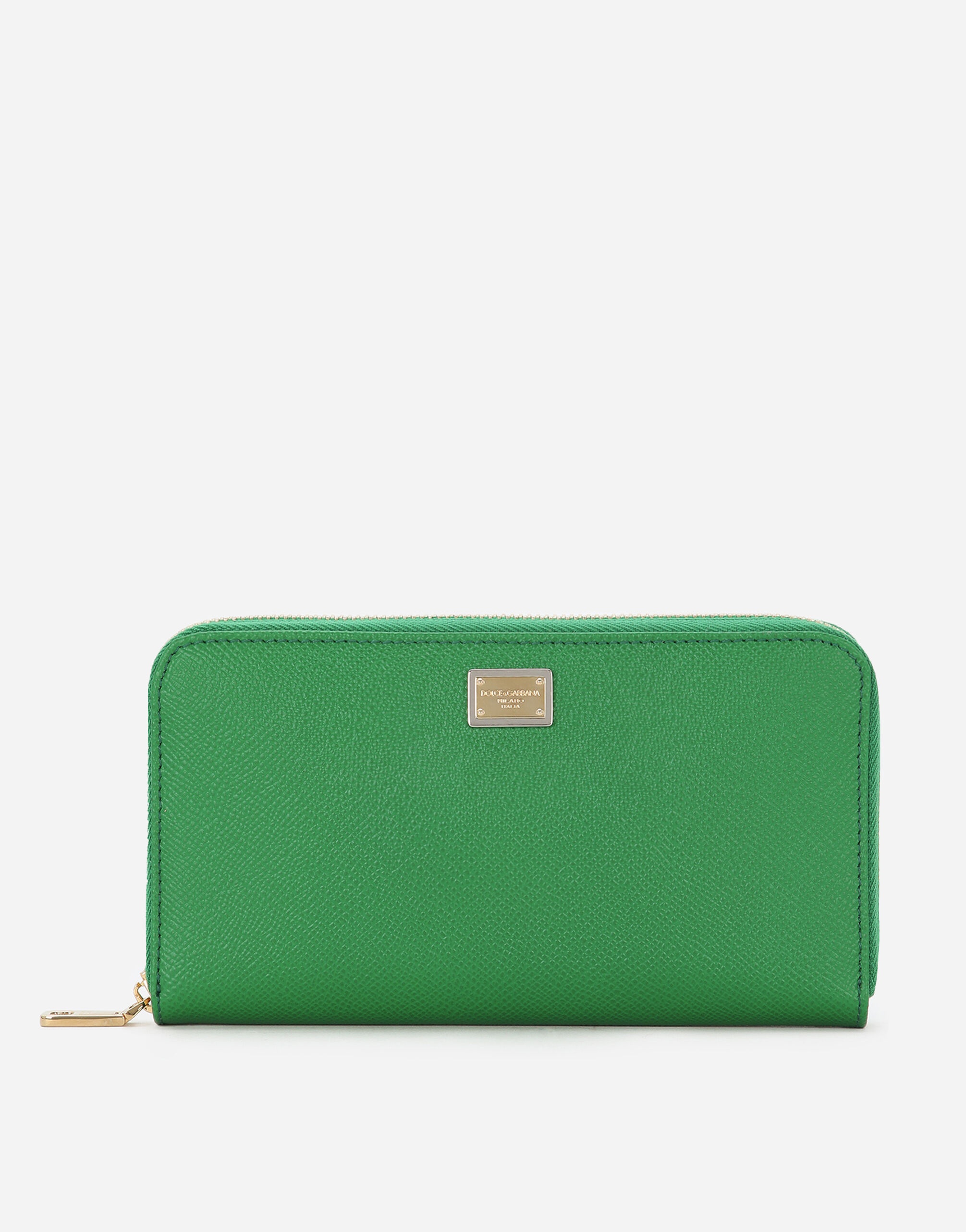 Dauphine calfskin zip-around wallet with branded tag - 1