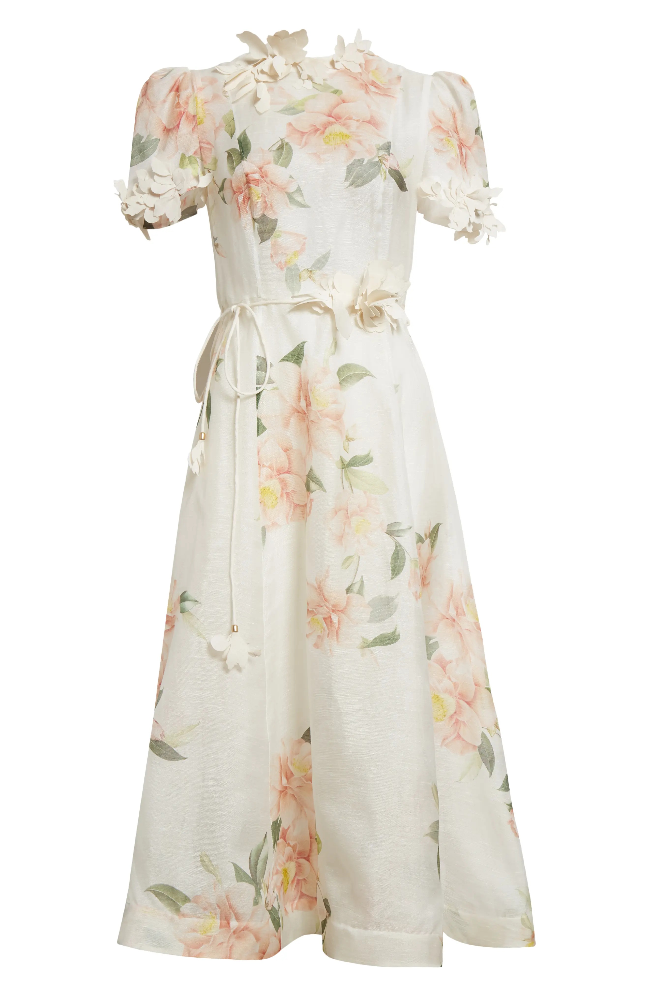 Natura Liftoff Floral Linen & Silk Organza Midi Dress - 5