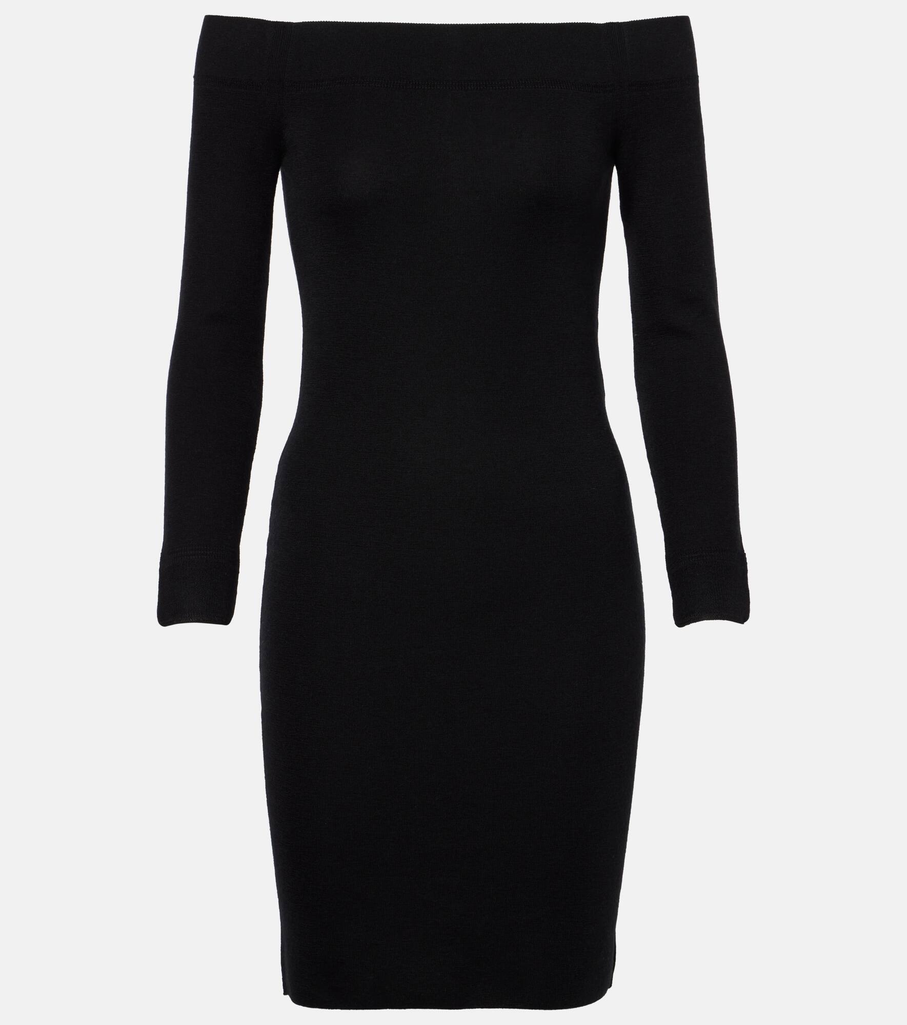 Off-shoulder cashmere and silk minidress - 1
