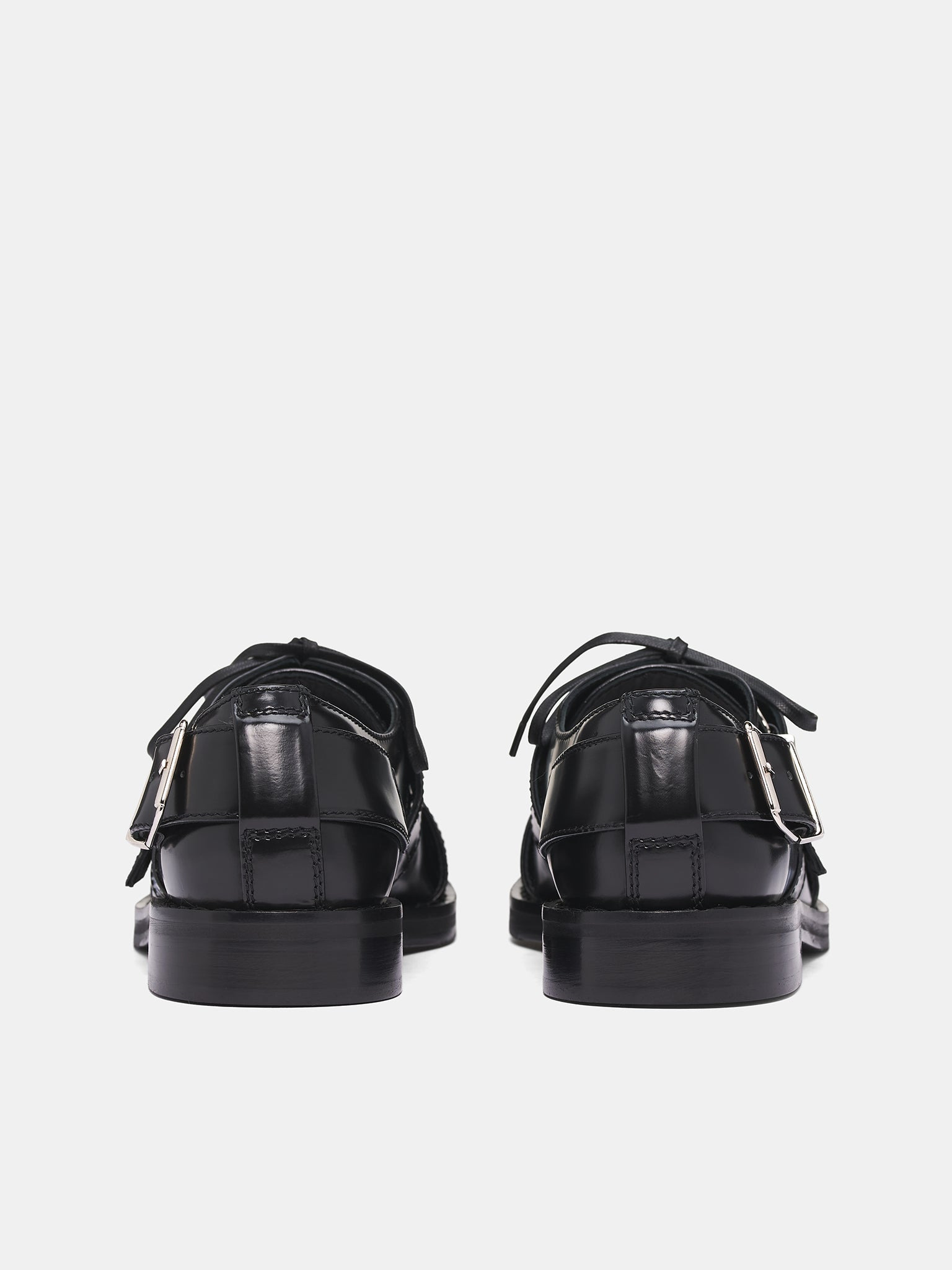 Black Leather Multi Buckle Brogue - 4