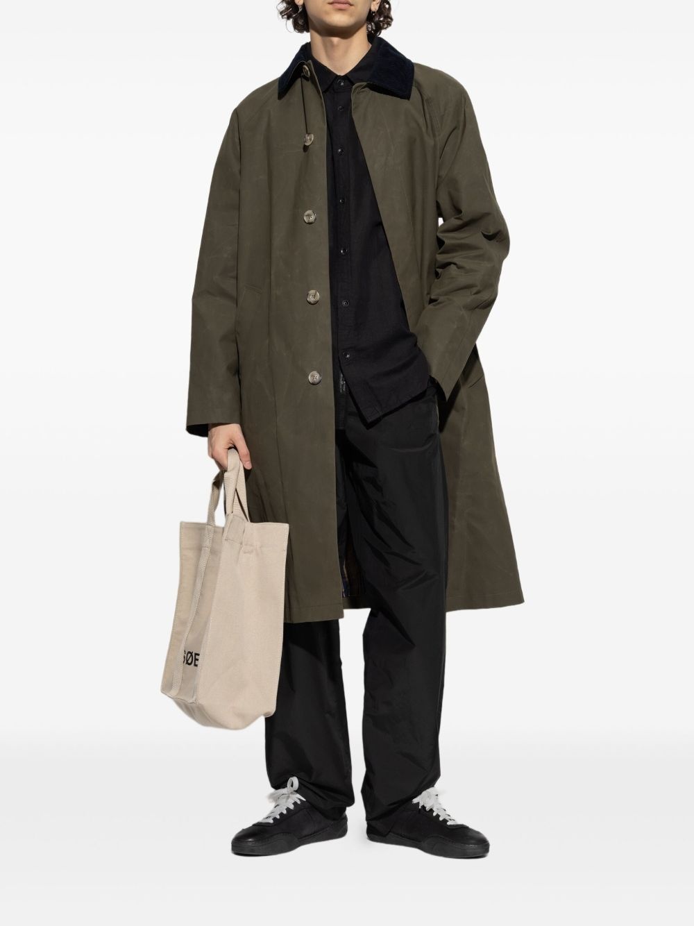 corduroy-collar coat - 2