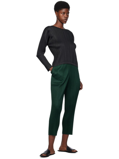 Pleats Please Issey Miyake Green Basics Trousers outlook