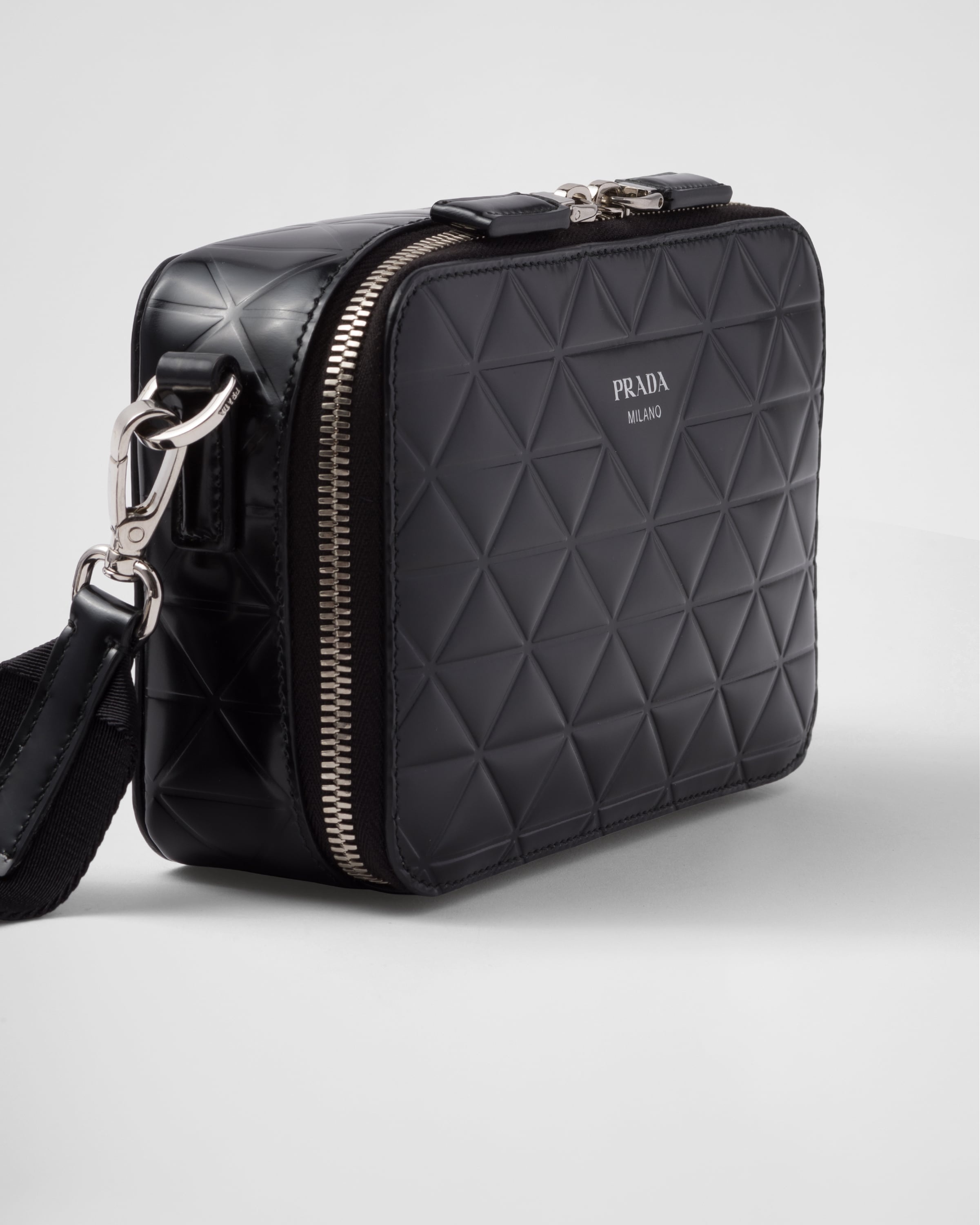 Prada Prada Brique brushed leather bag with triangle motif