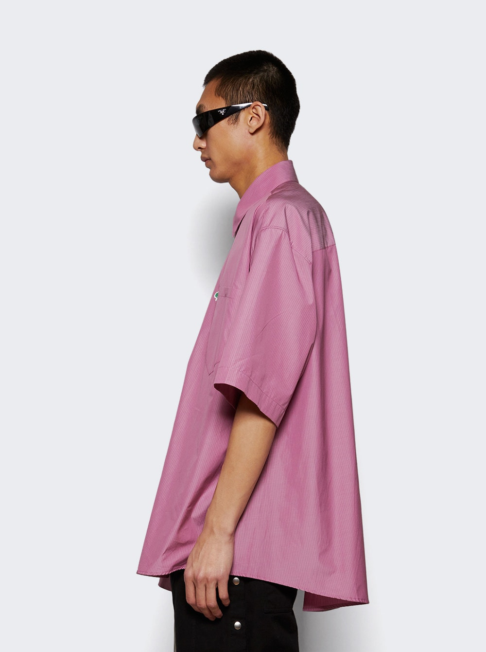 Short Sleeve Boxy Wrap Shirt Purple - 3