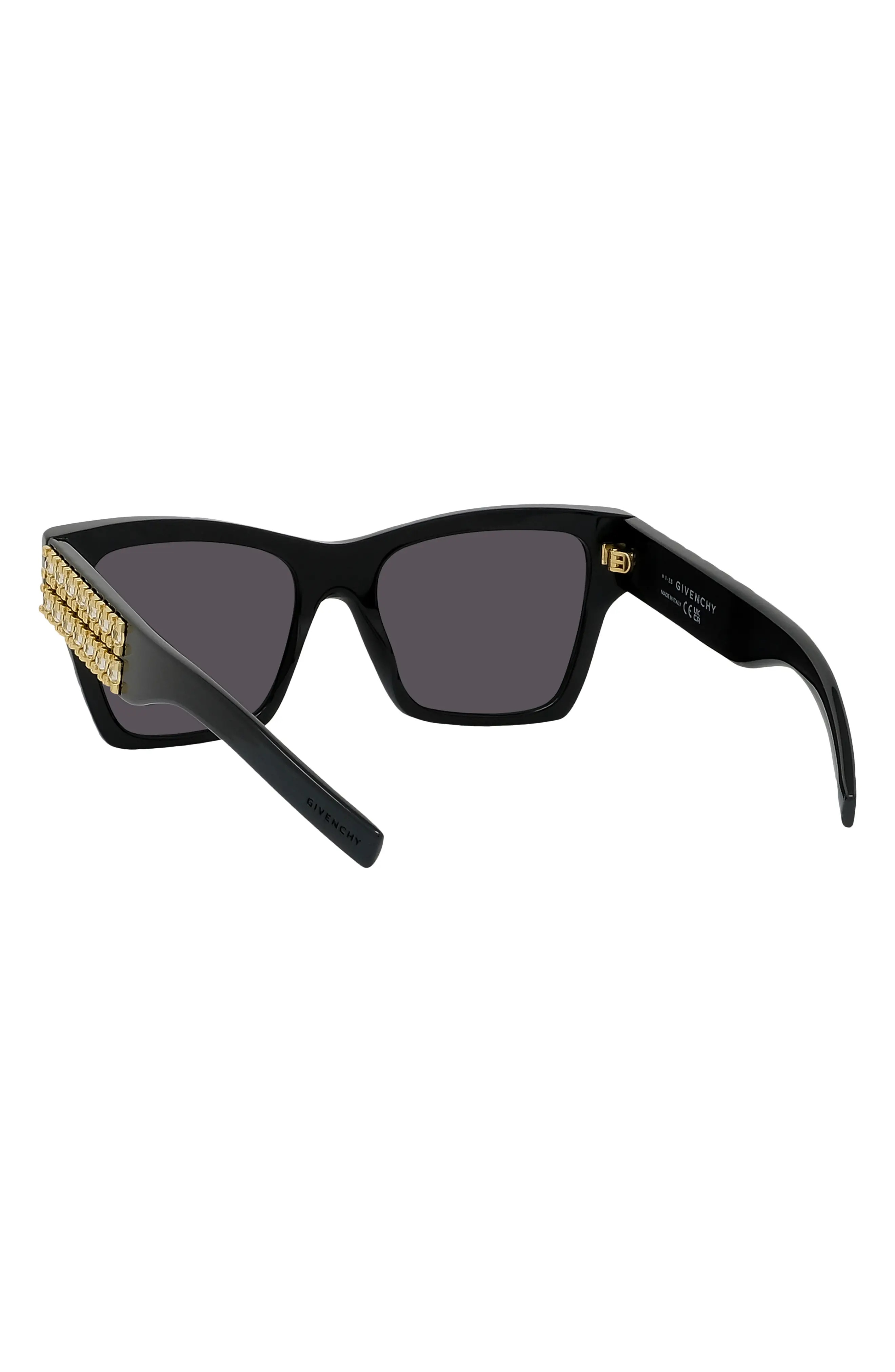 Plumeties 54mm Square Sunglasses in Shiny Black /Smoke - 3