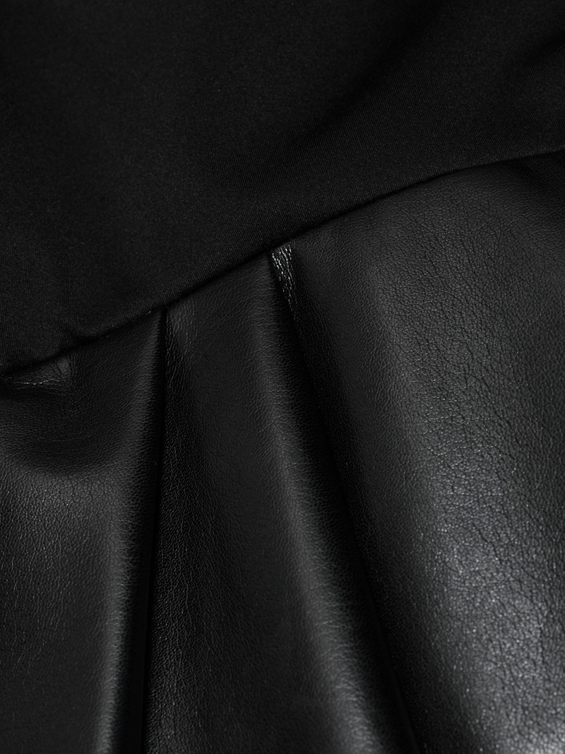 Women's Adley Faux-Leather Drop-Waist Flared Maxi Dress - Black 7