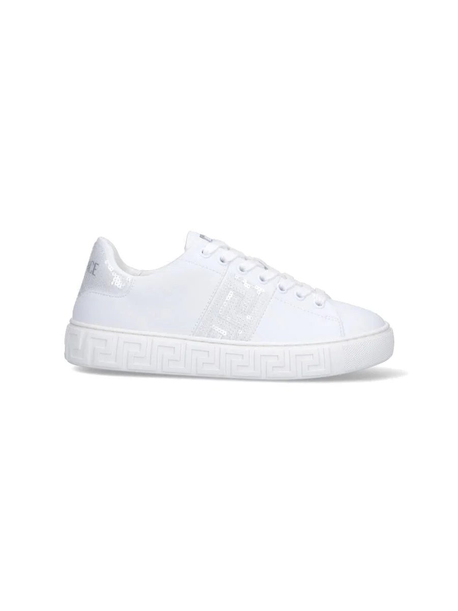 Versace 'Greca' White Leather Sneakers - 1