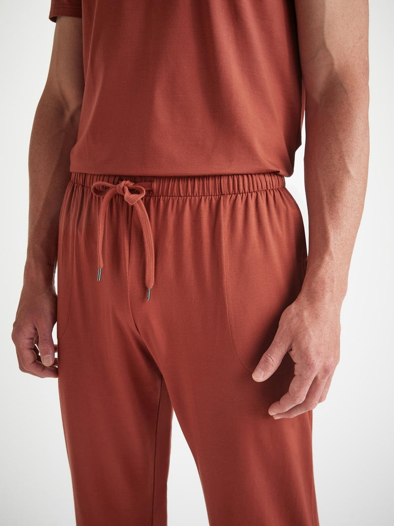 Men's Lounge Pants Basel Micro Modal Stretch Rust Red 5