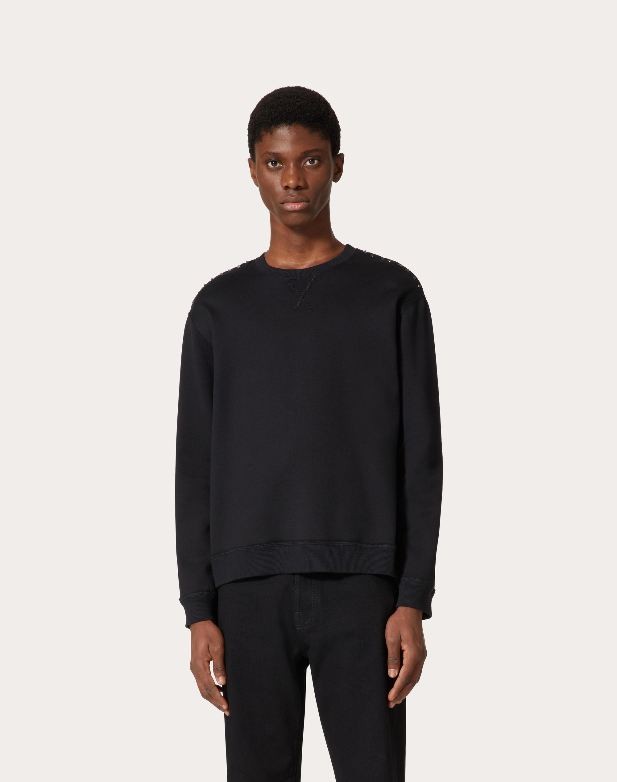 COTTON CREWNECK SWEATSHIRT WITH BLACK UNTITLED STUDS - 3