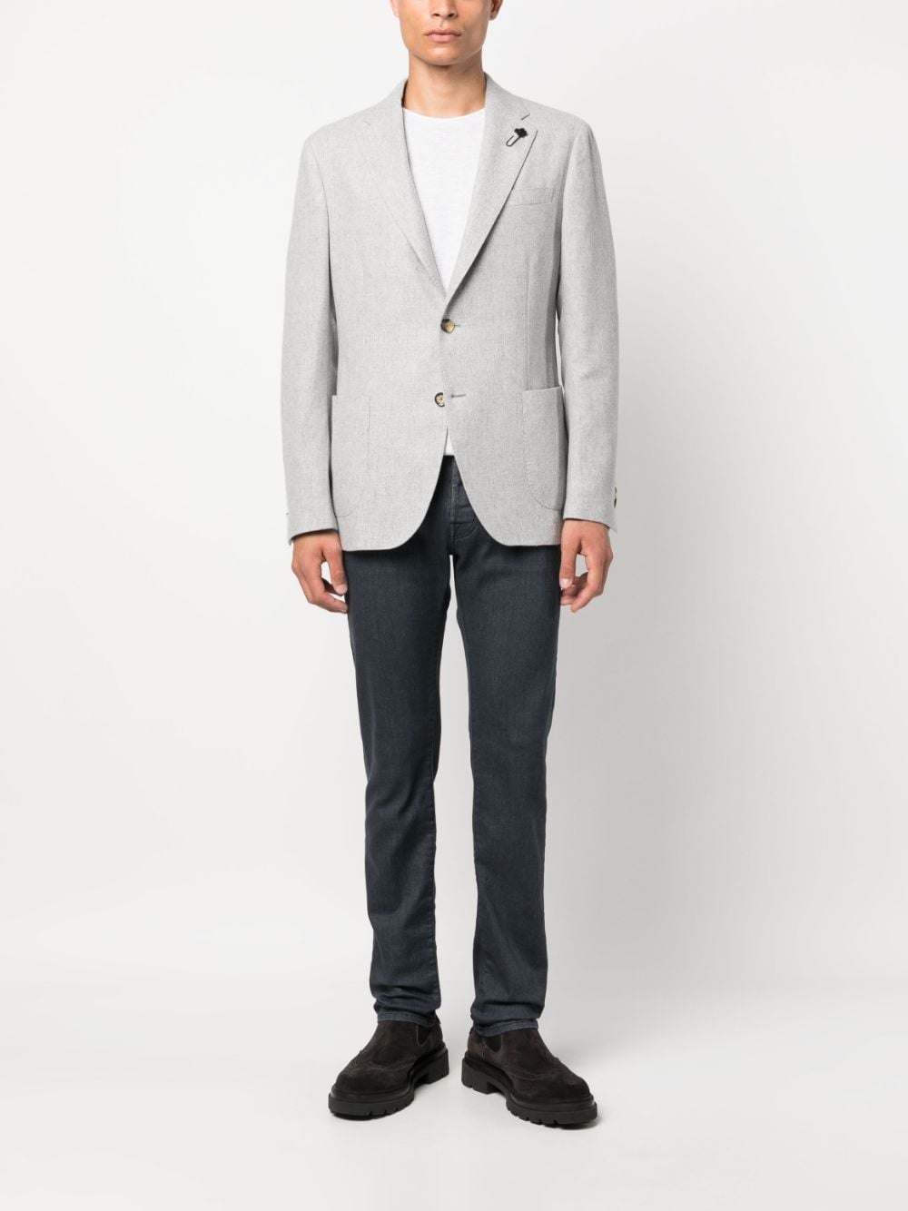 single-breasted wool-blend blazer - 2