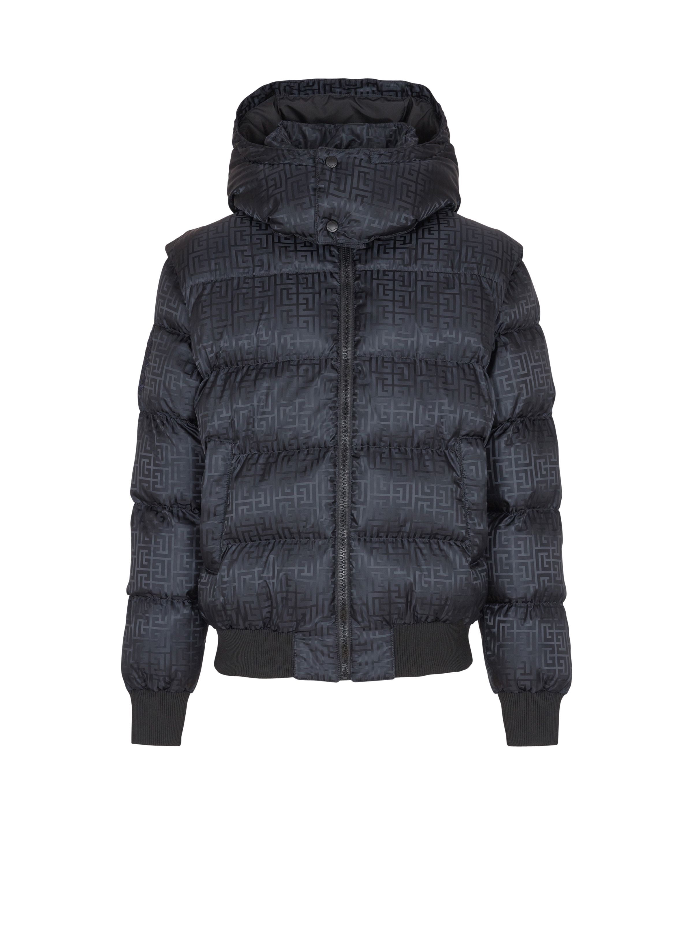 Cropped monogram jacquard padded jacket - 1