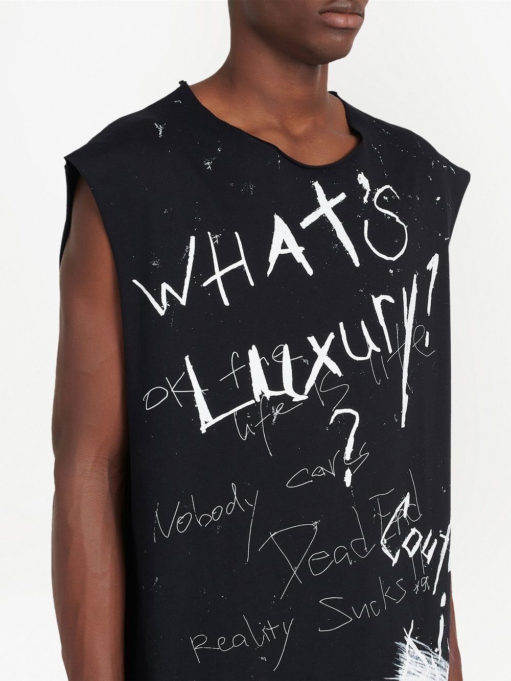 slogan-print sleeveless T-shirt - 5