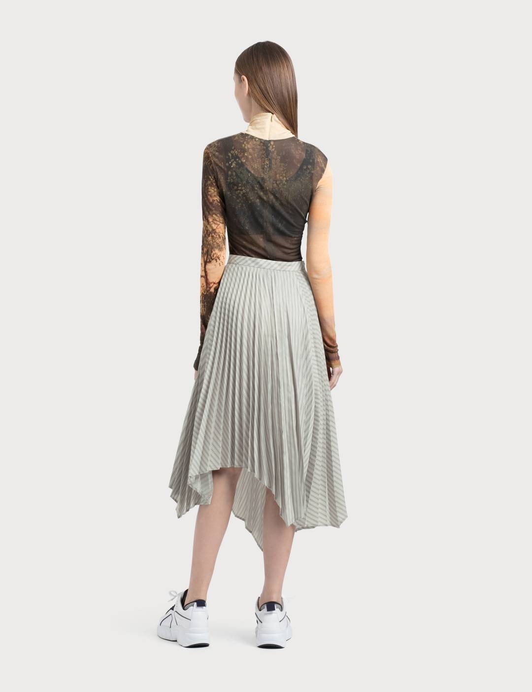 Ilia Stripe Asymmetric Pleated Midi Skirt - 2