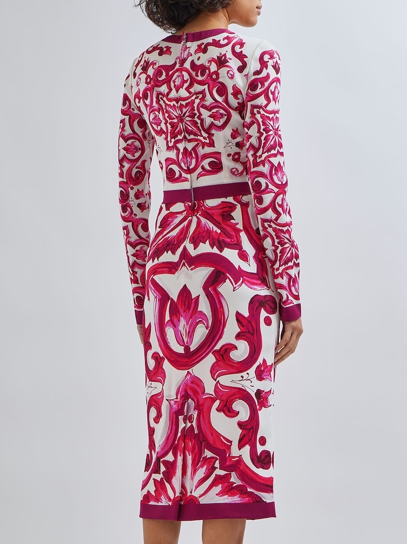 Maiolica print silk midi dress - 3