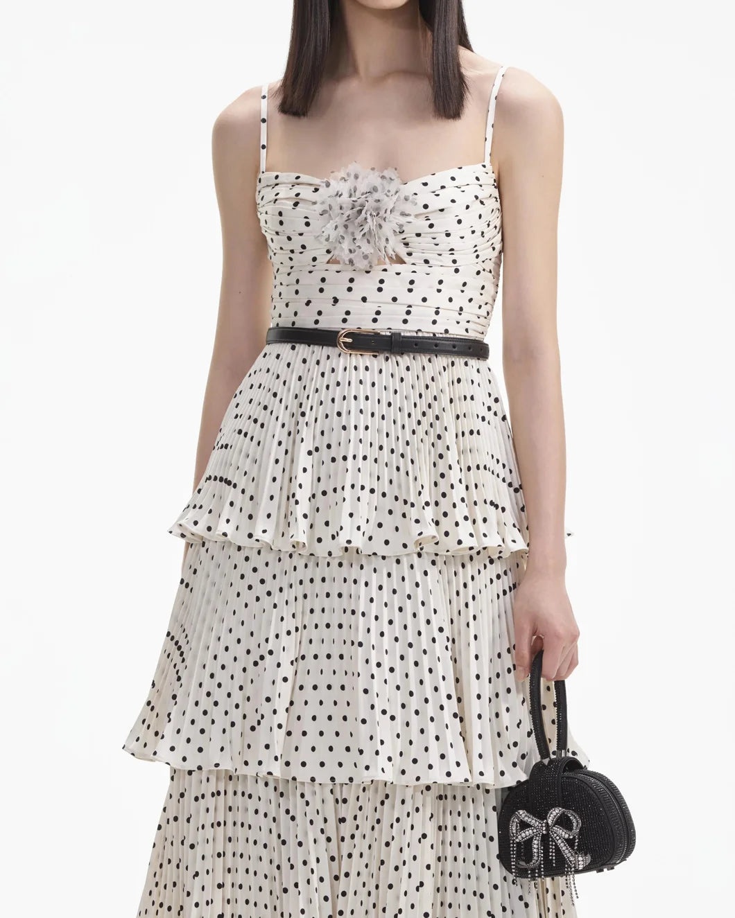 CREAM POLKA DOT TIERED MIDI DRESS - 4