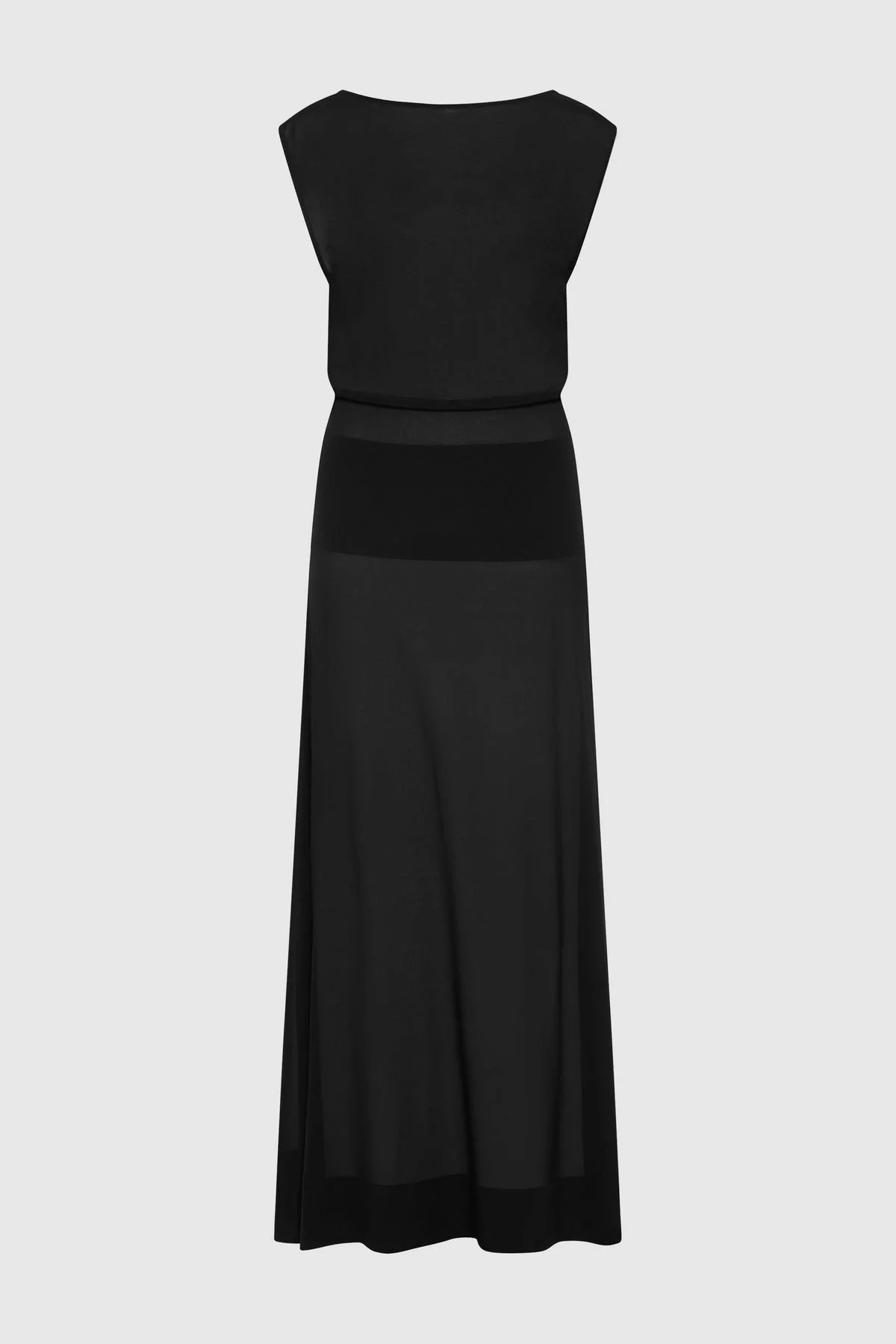 Stretch Silk Bateau Dress - Black - 1