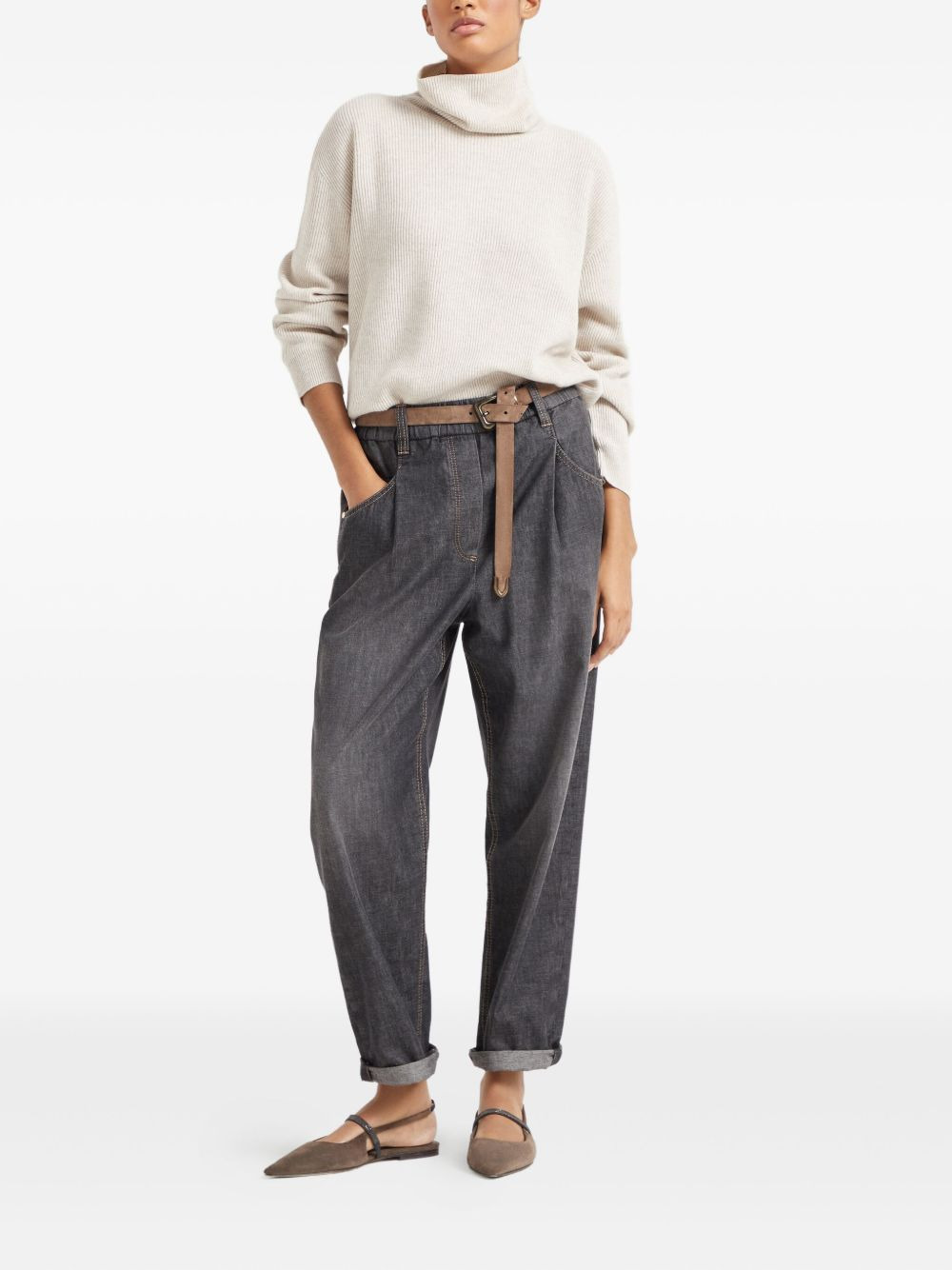 ribbed cashmere roll-neck jumper - 2