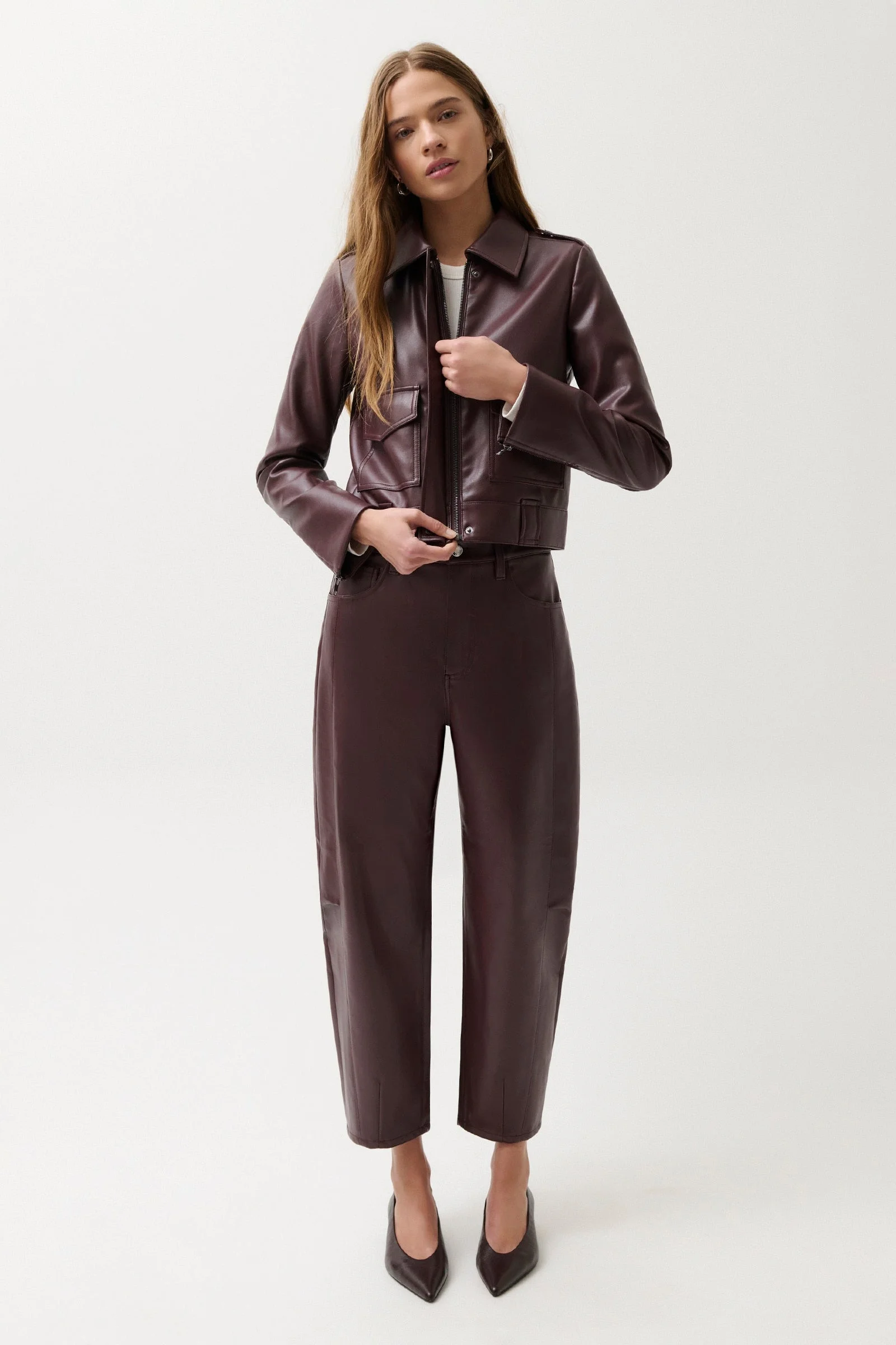 ELI HIGH RISE BARREL JEAN - CABERNET - 1
