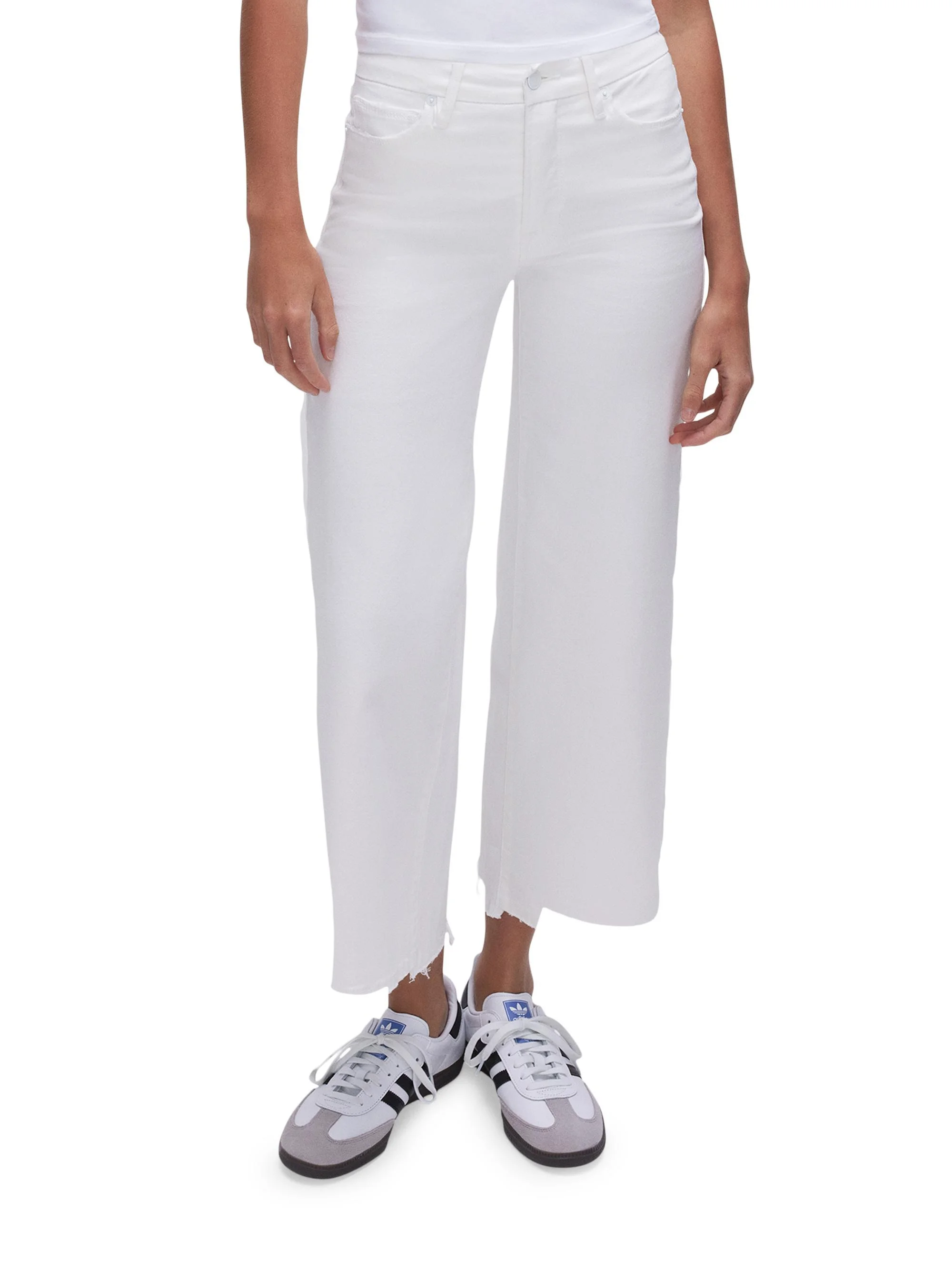 Women's Good Waist Crop Palazzo Jeans - White - 1