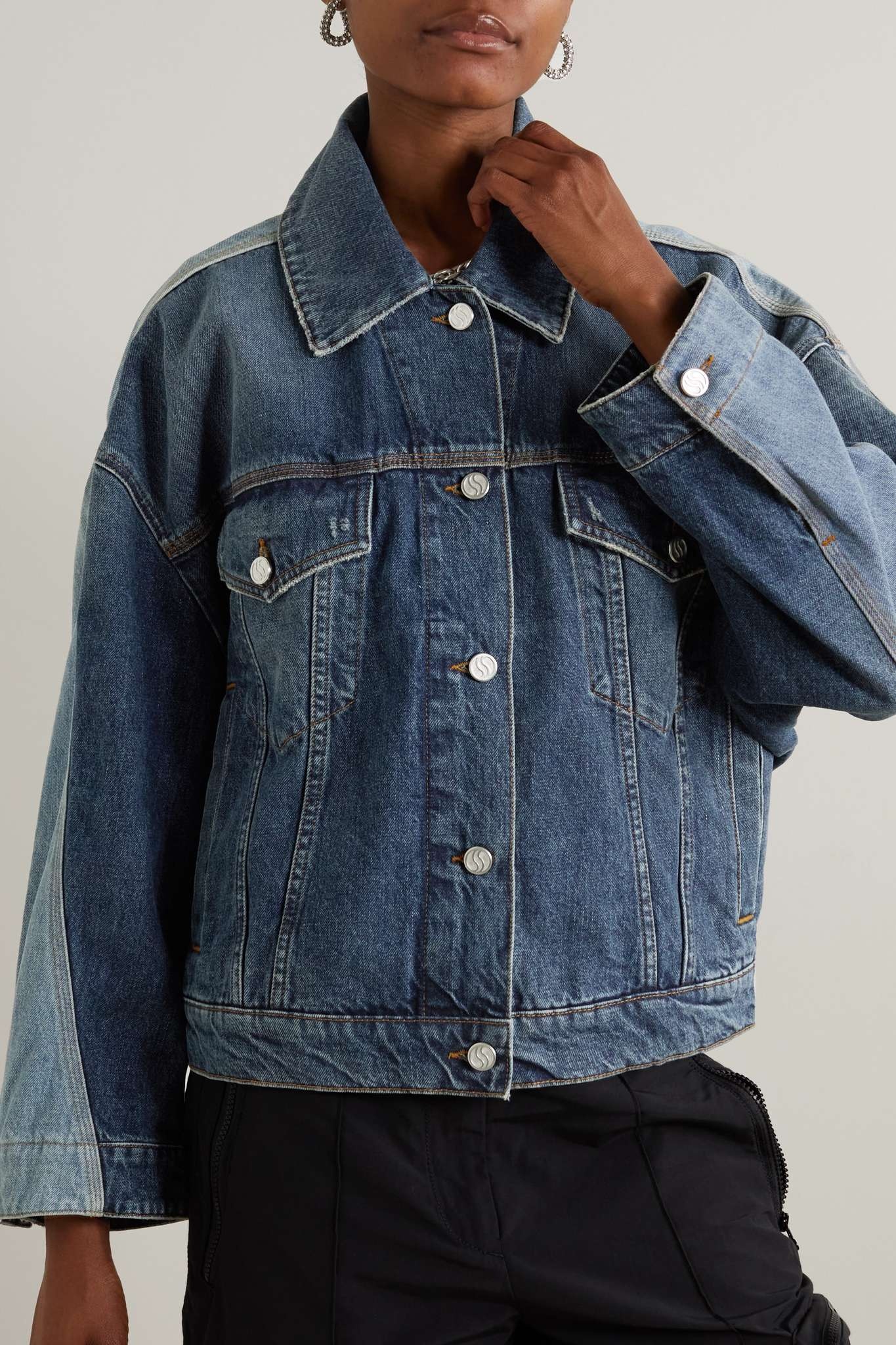 + NET SUSTAIN Double Vintage two-tone denim jacket - 3